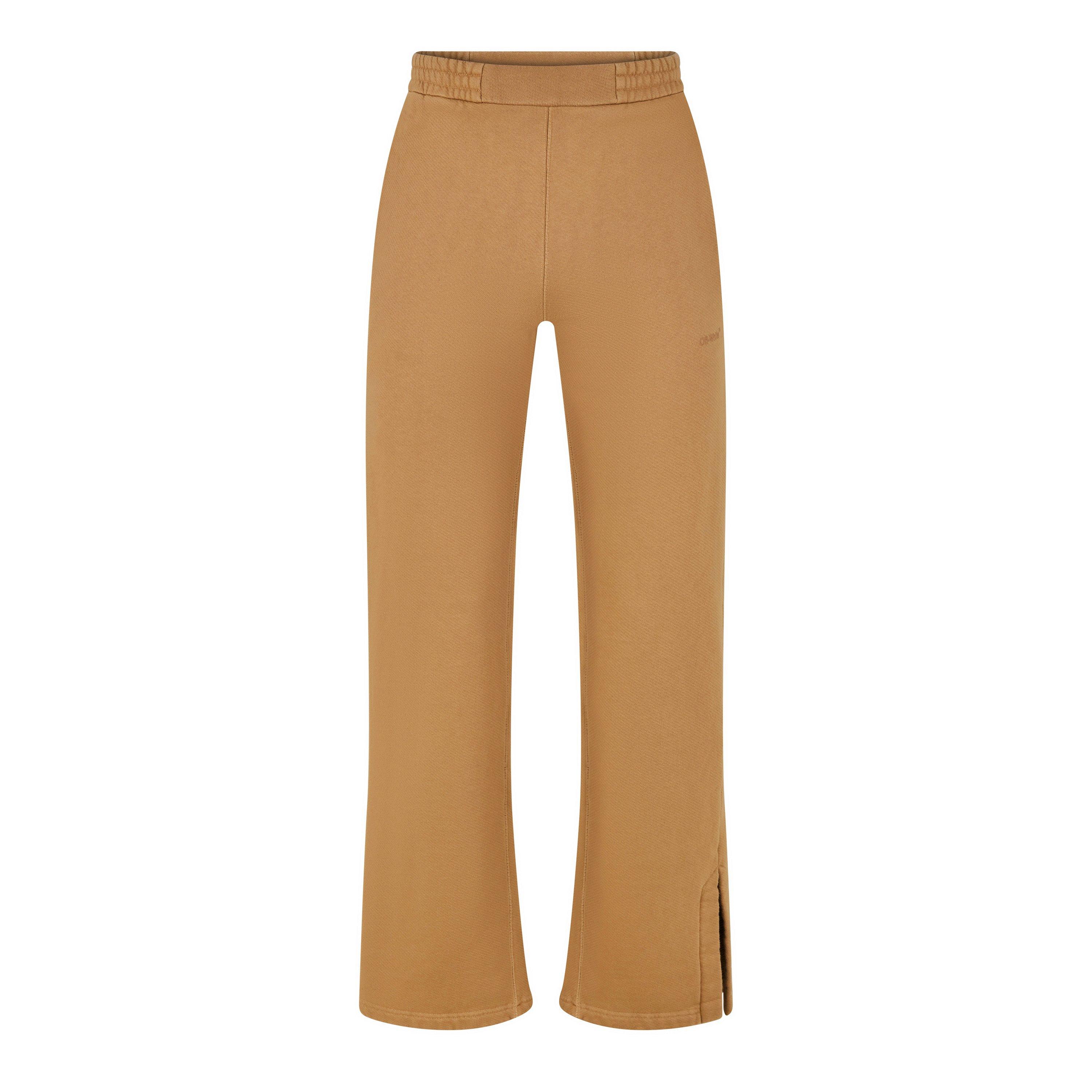 Marrone - Off White - Women's Diagonal Taper Open Hem Fleece Joggers - 5