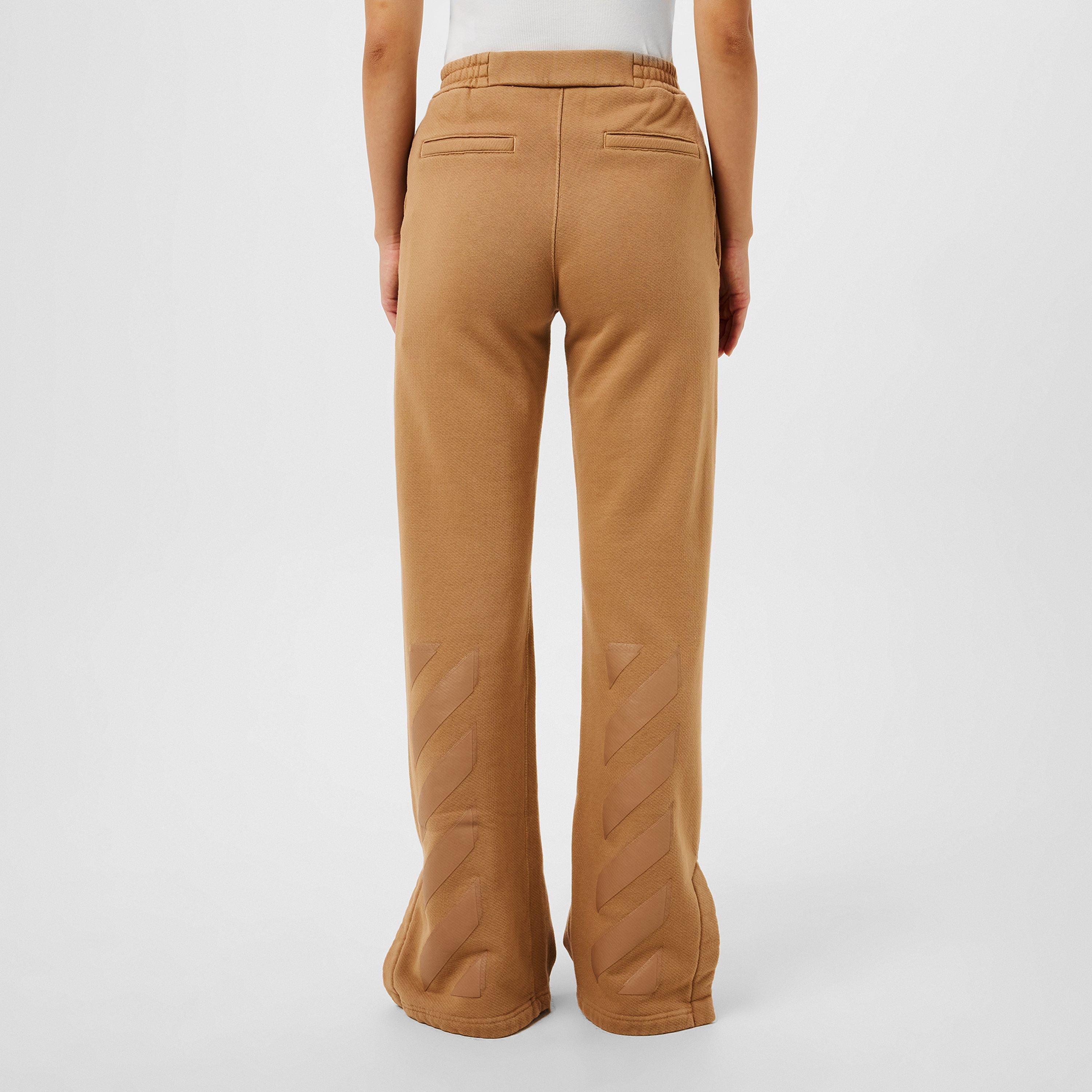 Marrone - Off White - Women's Diagonal Taper Open Hem Fleece Joggers - 3