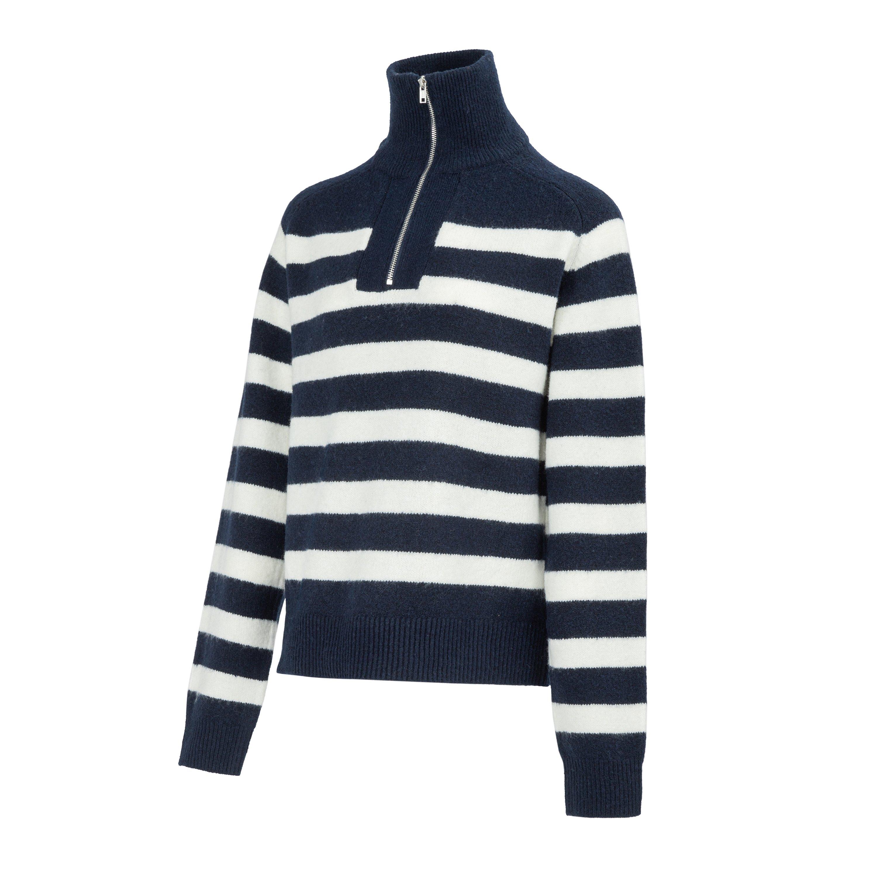 Marineblau/Weiß - Miso - Ladies quarter Zip Long Sleeve Jumper - 3