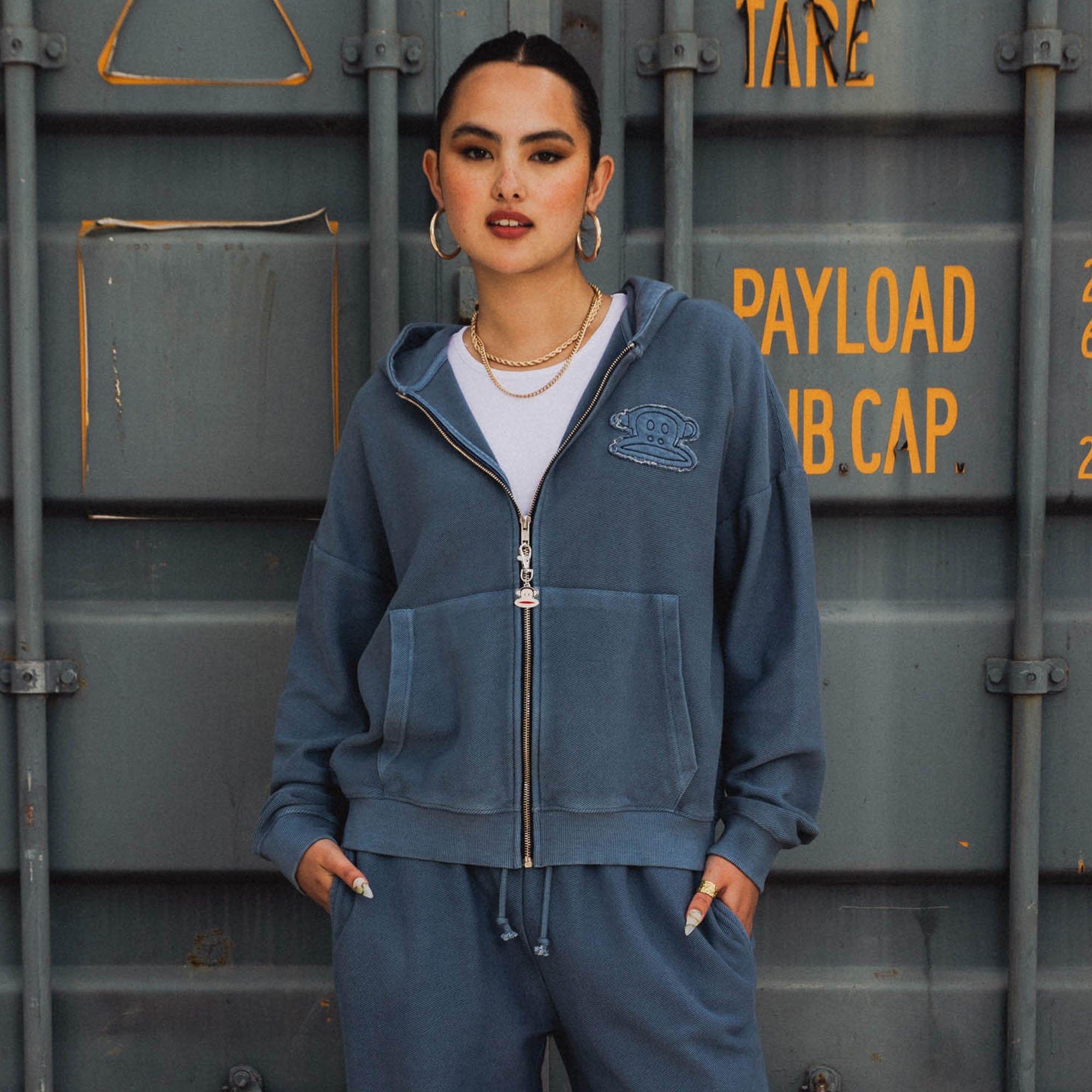 BLUE - Daisy Street - Daisy Street x Paul Frank Adults Knitted Twill Full Zip Hoodie - 5