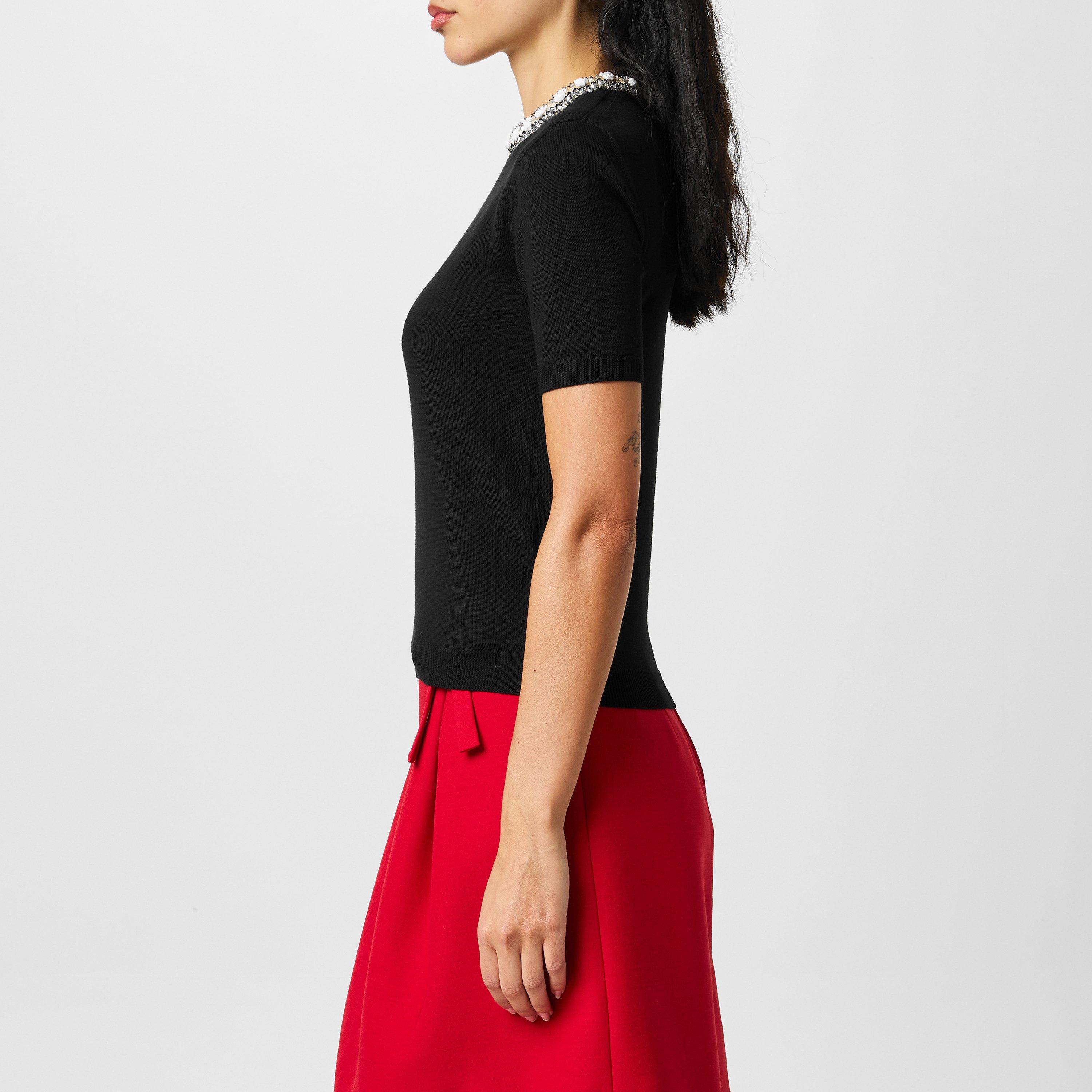 Nero - Valentino - Embellished Knitted Top - 2