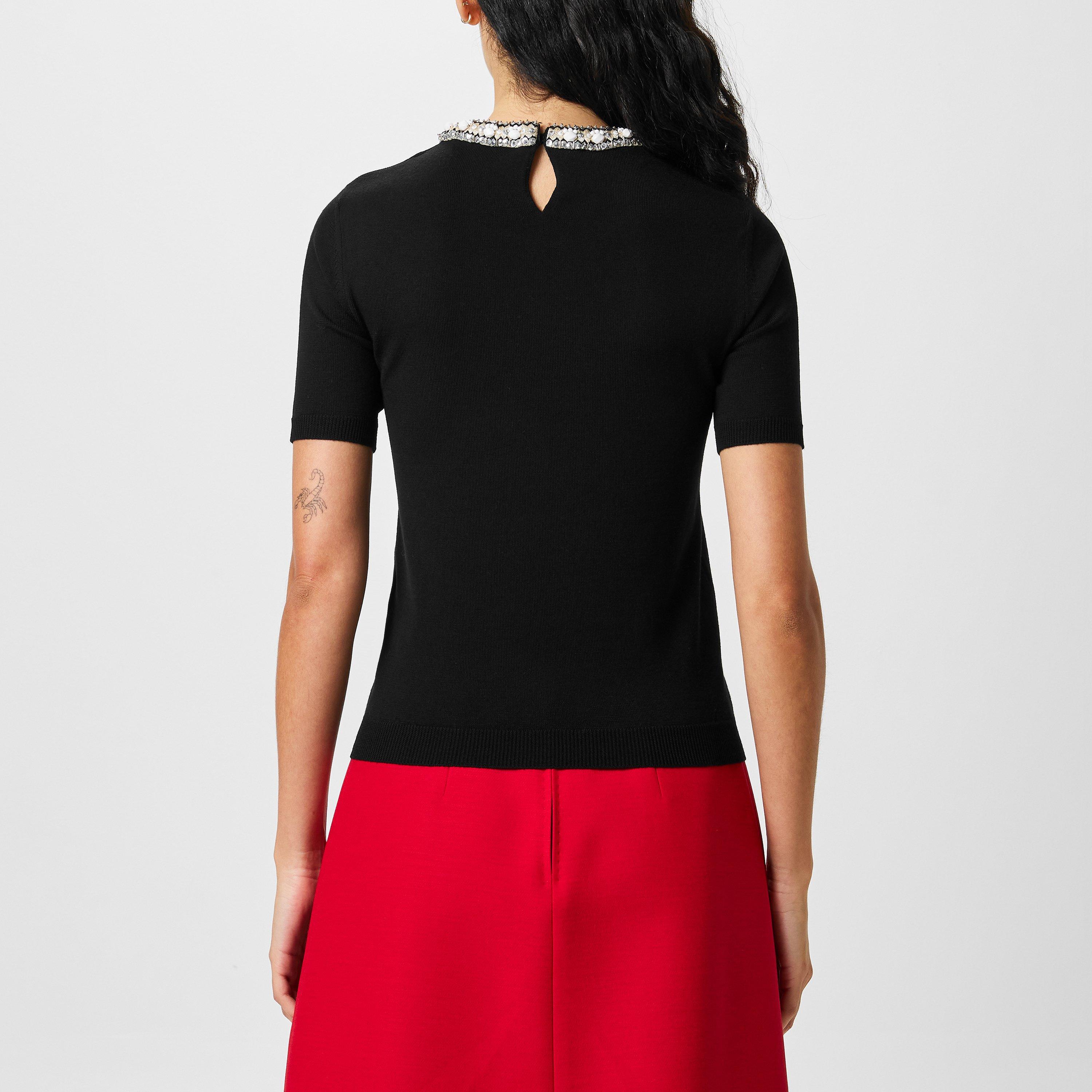 Nero - Valentino - Embellished Knitted Top - 3