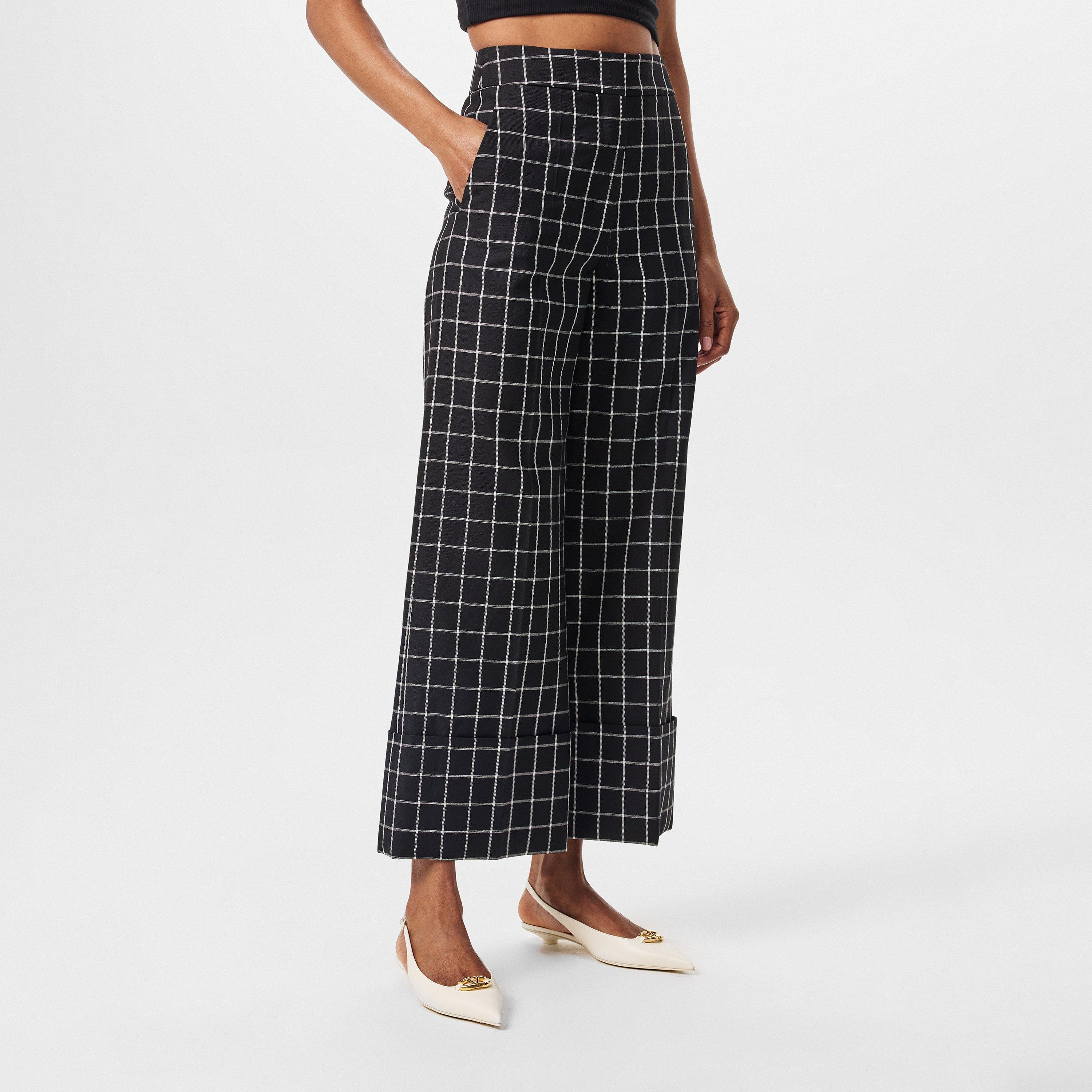 Nero/Avorio - Valentino - Women's High-Rise Wide Leg Trousers - 3