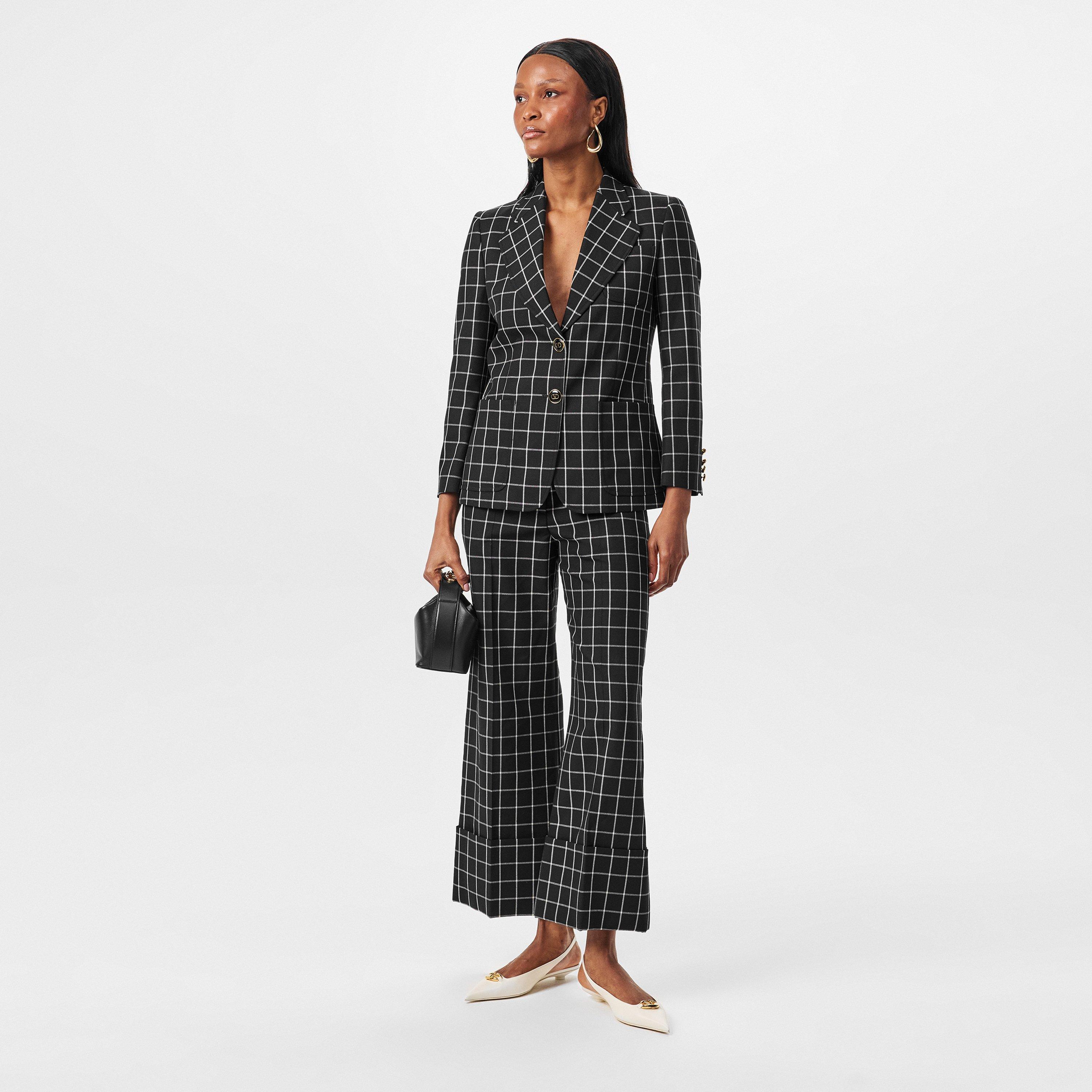 Nero/Avorio - Valentino - Women's High-Rise Wide Leg Trousers - 6