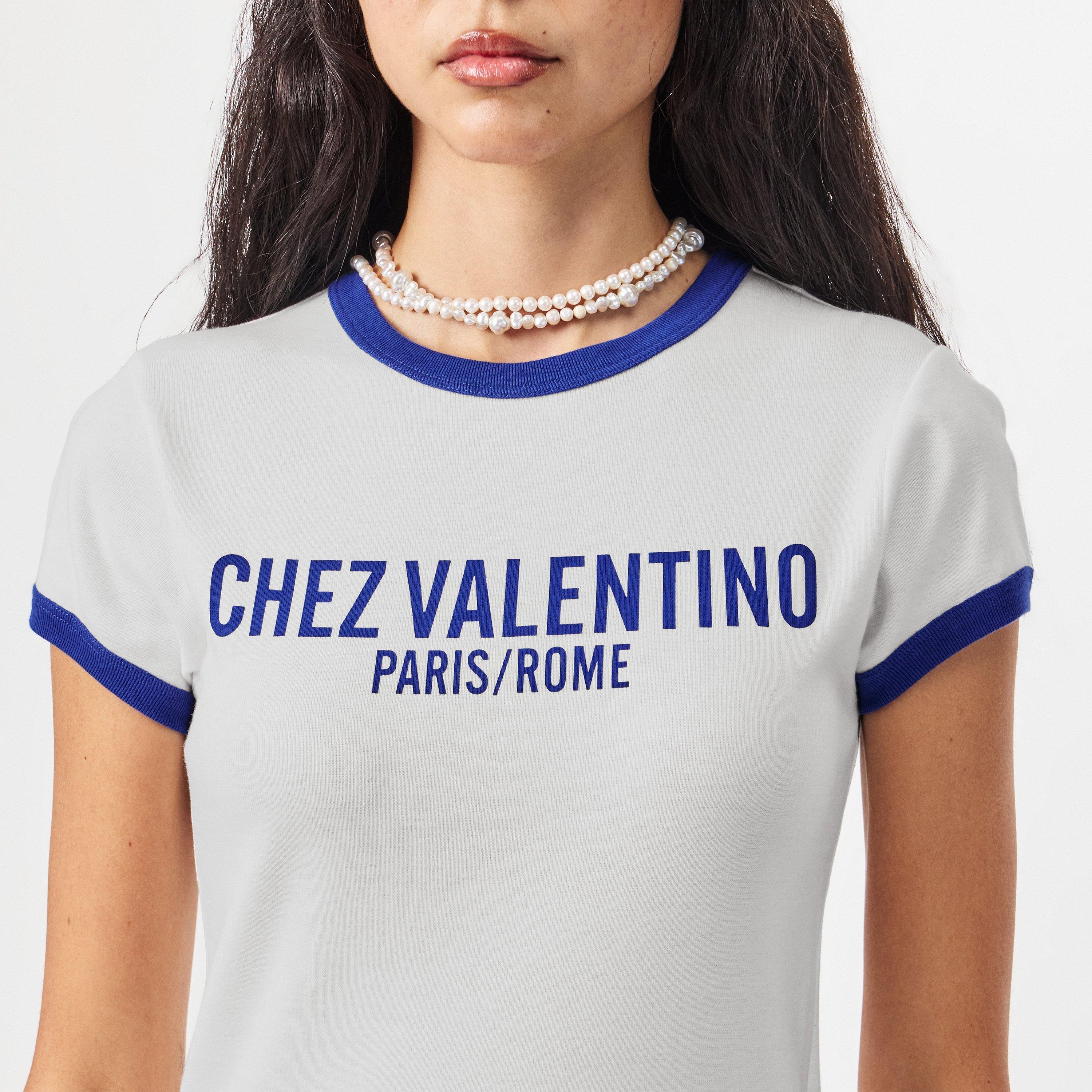 Avorio/Blue - Valentino - Women's Logo T-Shirt - 4