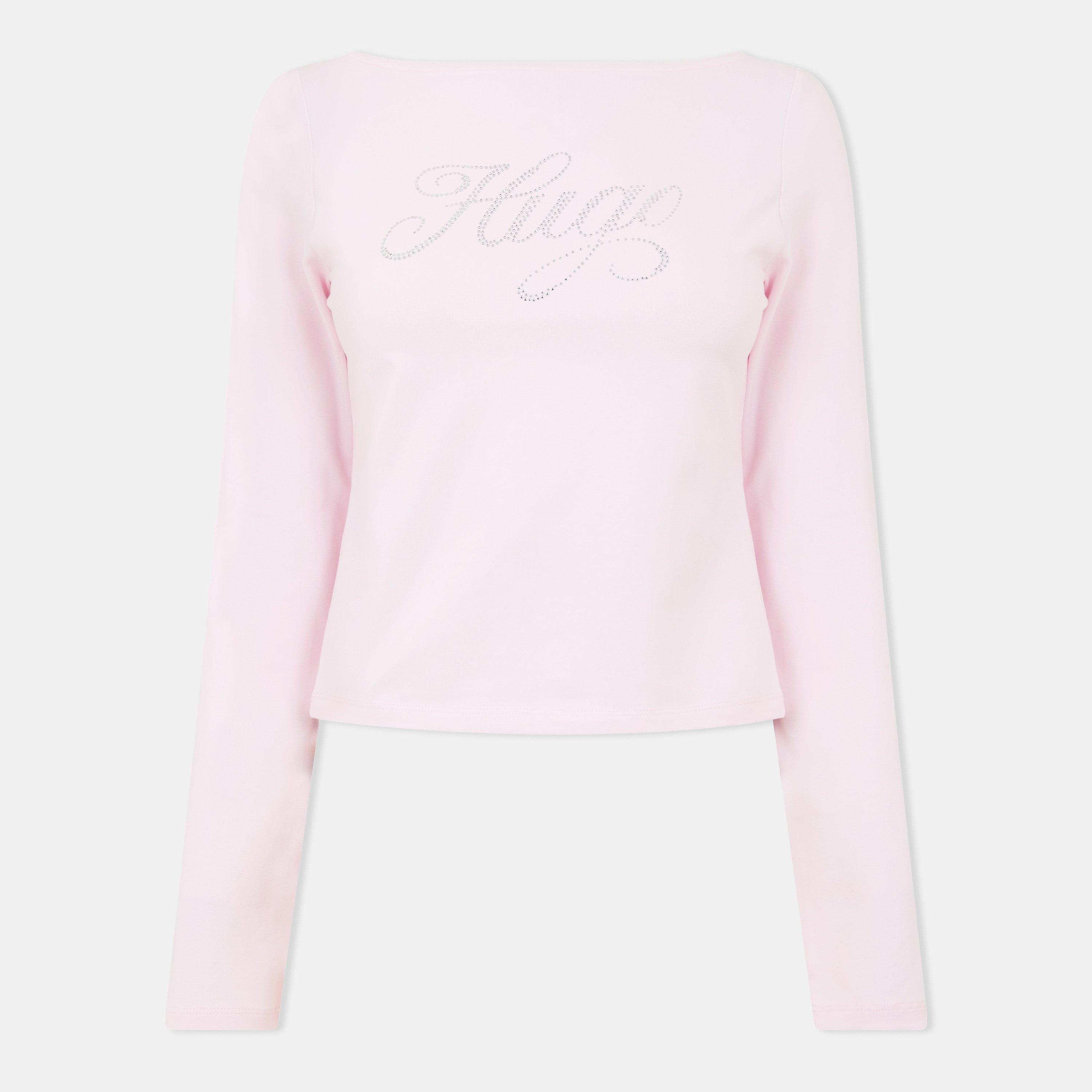Lt/Pstl Pink - Hugo - Women's 's Long Sleeve Cotton Crop Top - 1