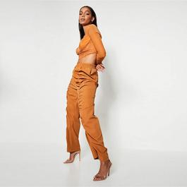 I Saw It First ISAWITFIRST Woven Ruched Leg Cargo Trousers