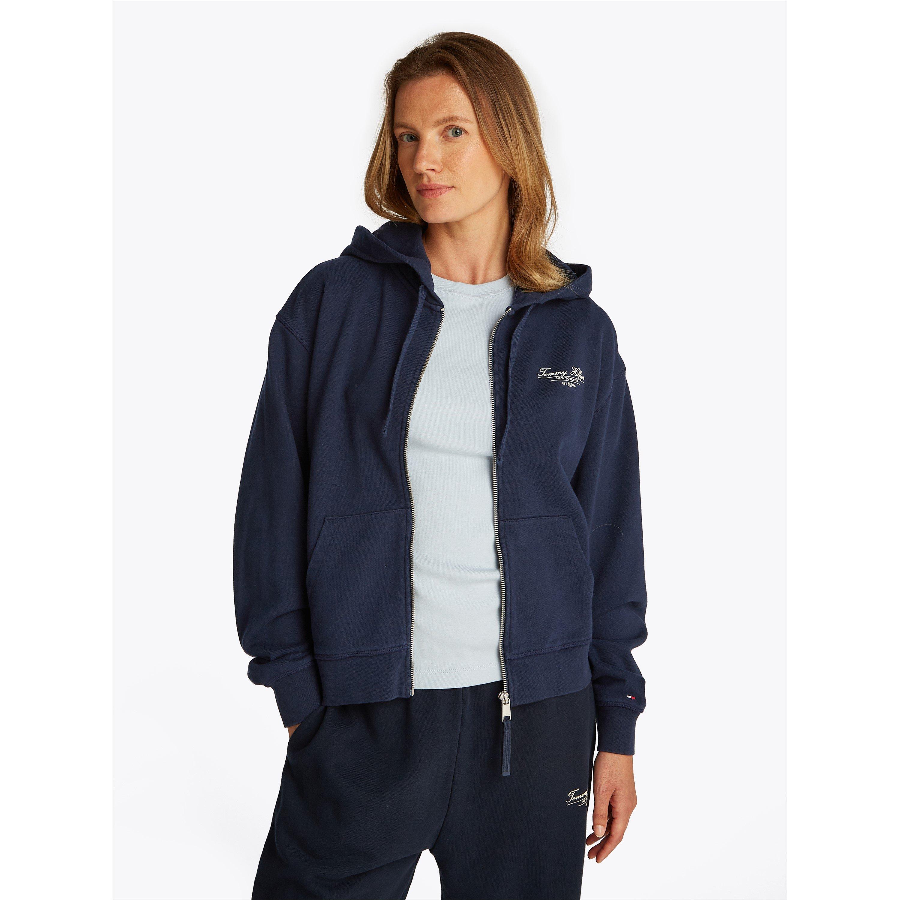 Dark Night Navy - Tommy Hilfiger - Women's Regular Script Zip Hoodie - 2