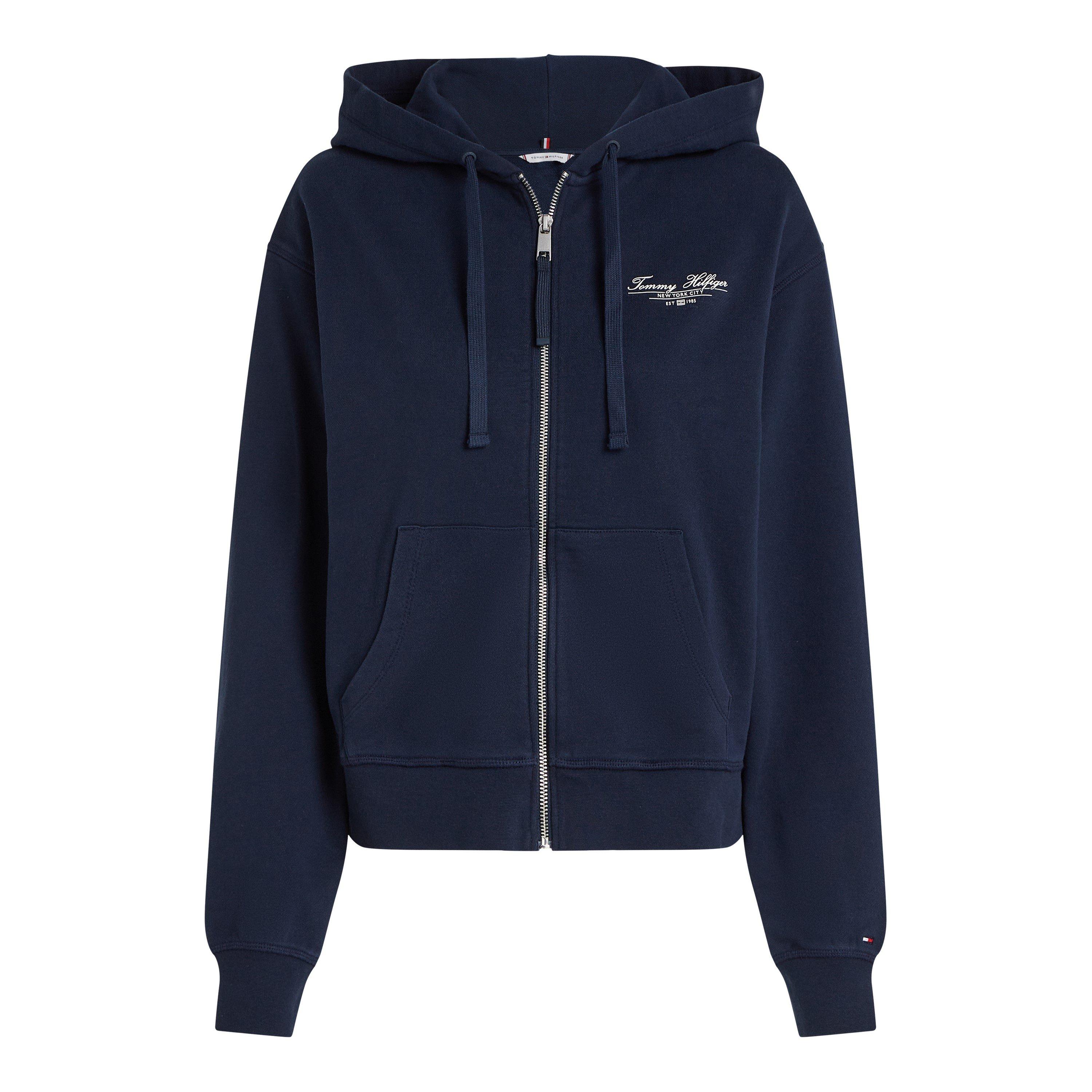 Dark Night Navy - Tommy Hilfiger - Women's Regular Script Zip Hoodie - 5