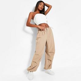 Maison T-shirt con applicazione Verde ISAWITFIRST Toggle Waist Parachute Trousers