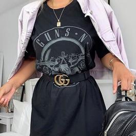I Saw It First Guns N Roses Print T-Shirt Dress