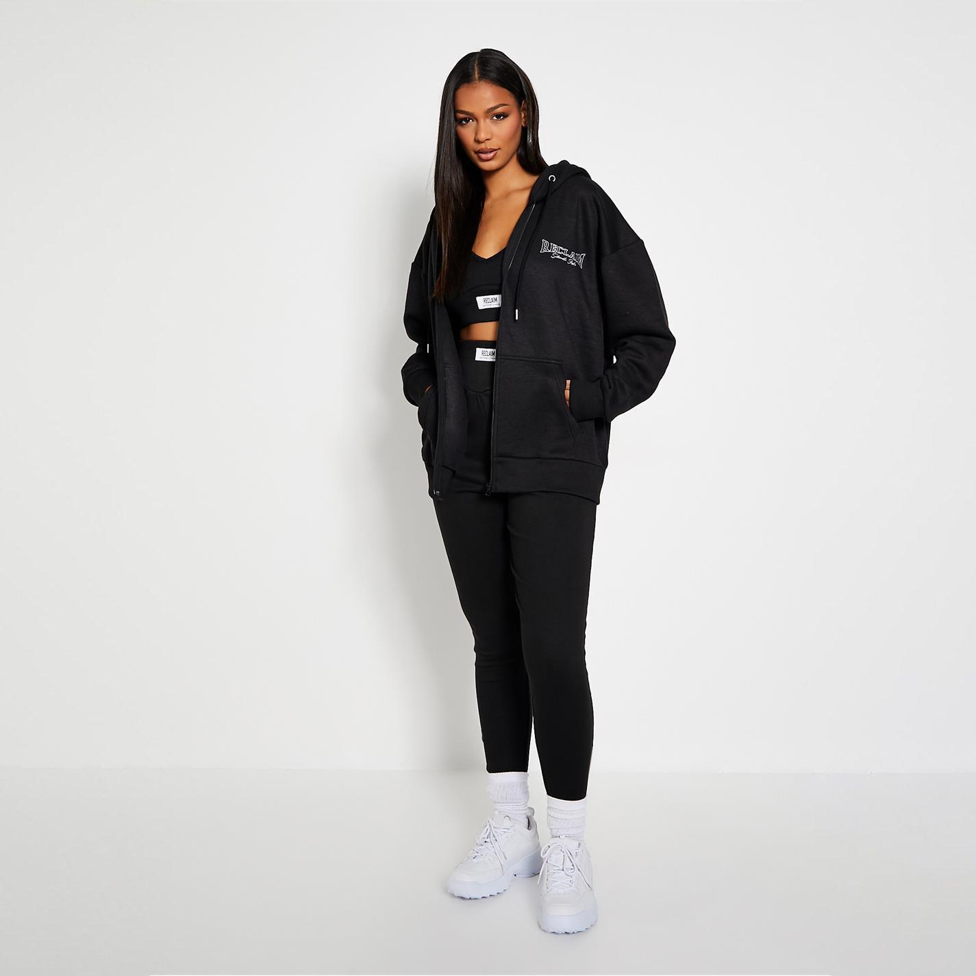 Noir - I Saw It First - ISAWITFIRST Reclaim Staples Oversized Zip Front Hoodie - 2