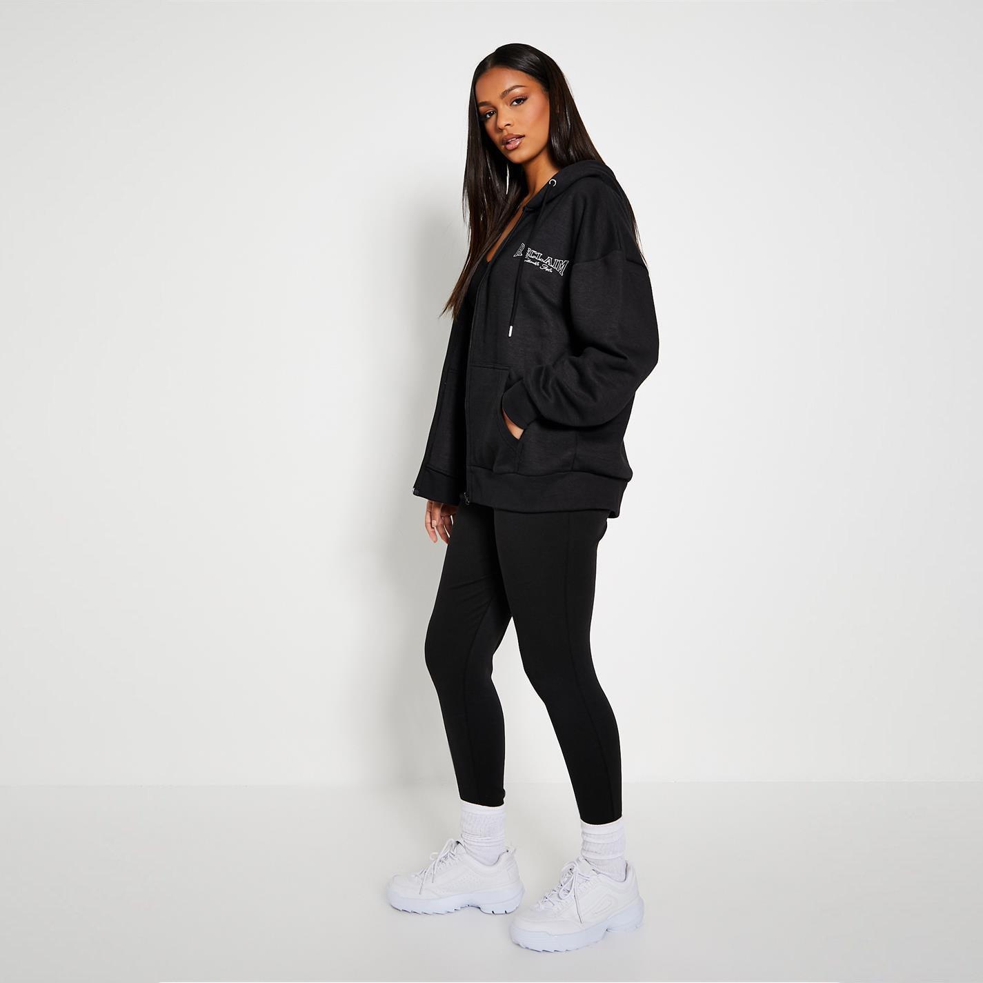 Noir - I Saw It First - ISAWITFIRST Reclaim Staples Oversized Zip Front Hoodie - 3