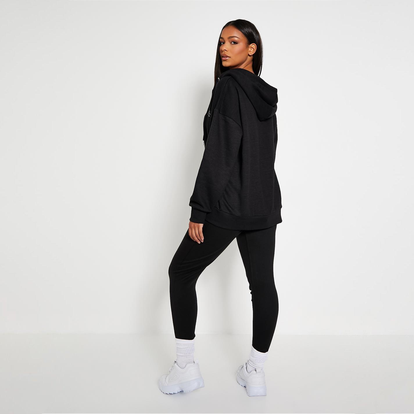 Noir - I Saw It First - ISAWITFIRST Reclaim Staples Oversized Zip Front Hoodie - 4