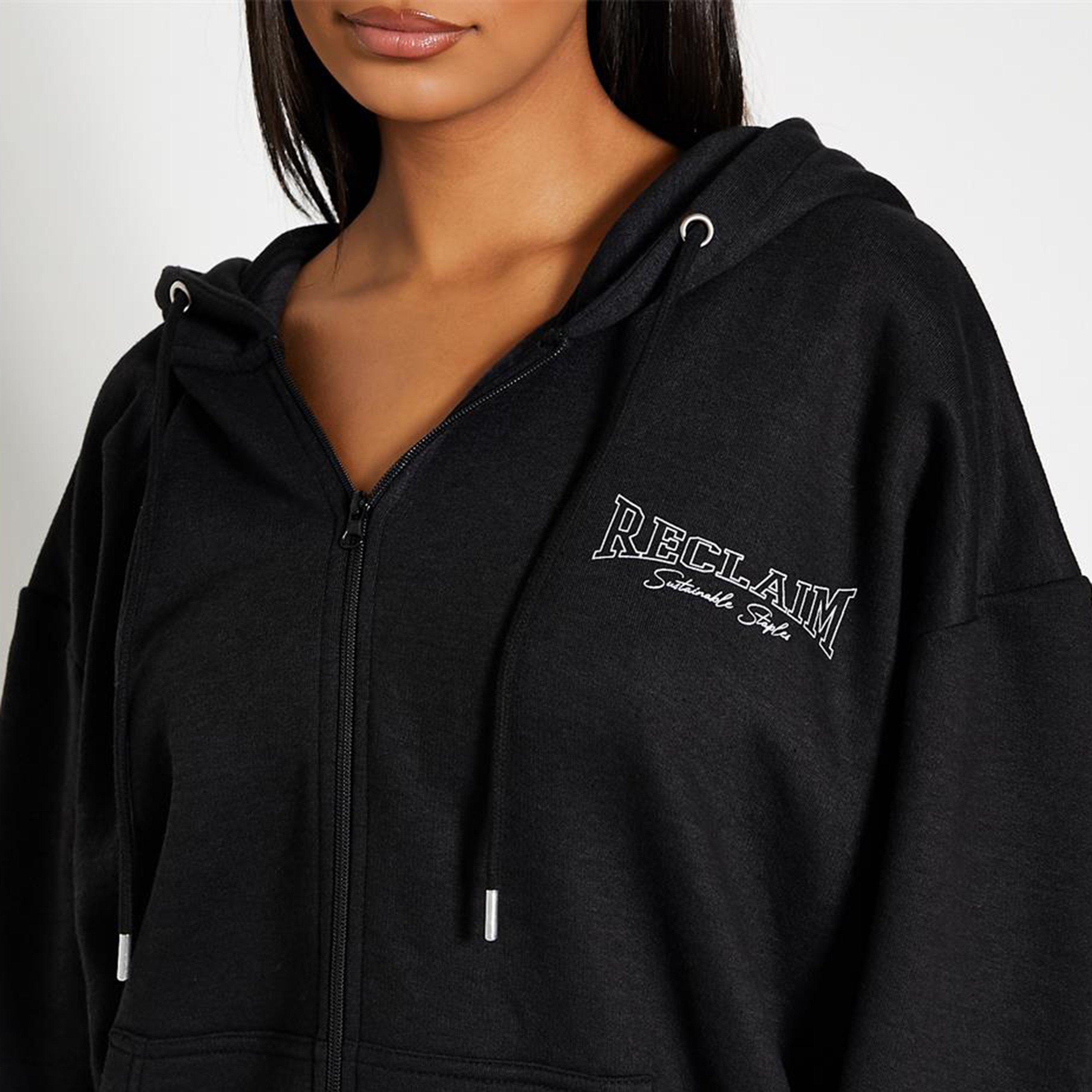 Noir - I Saw It First - ISAWITFIRST Reclaim Staples Oversized Zip Front Hoodie - 5