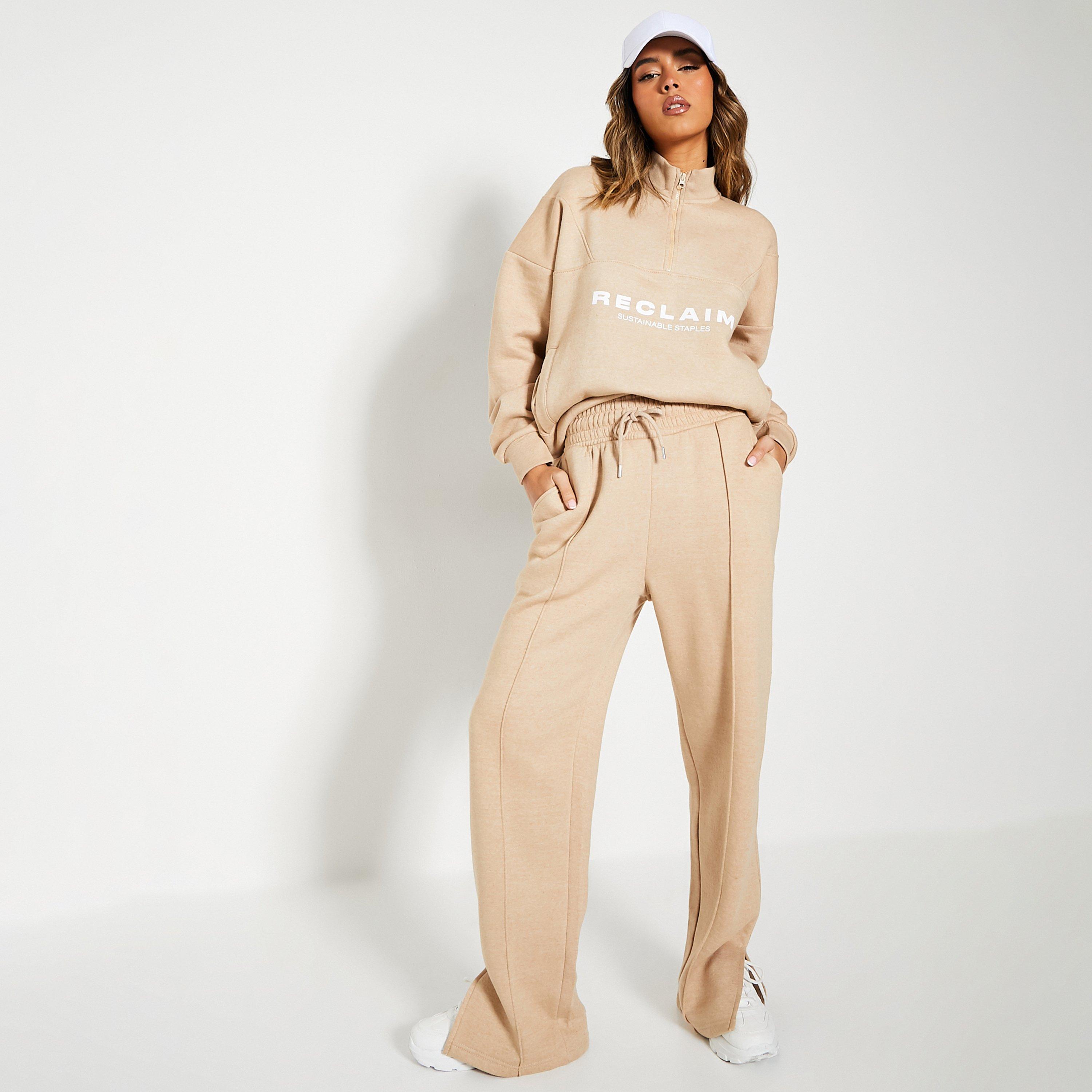 Taupe - I Saw It First - ISAWITFIRST Reclaim Staples Wide Leg Joggers - 1