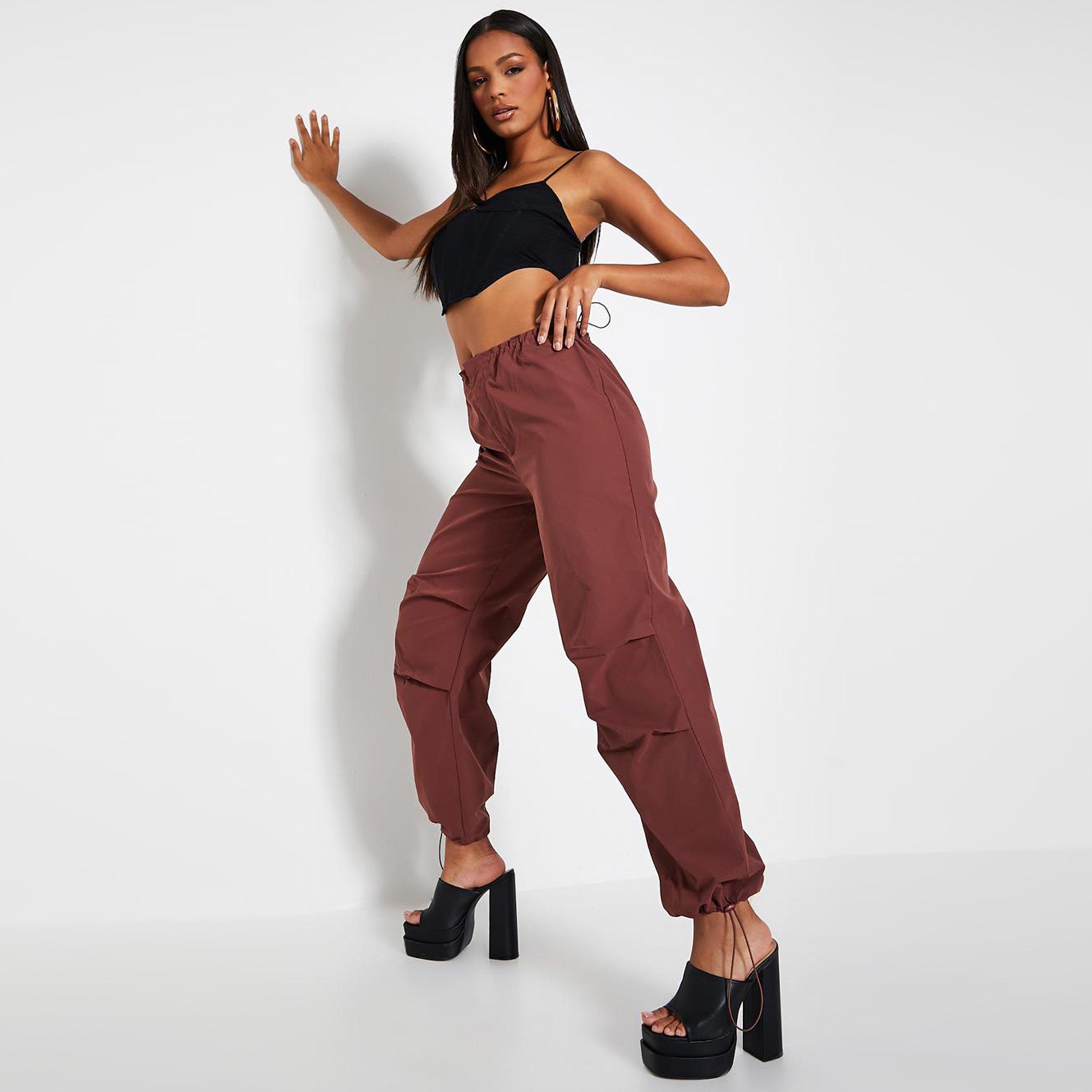 Chocolate - I Saw It First - ISAWITFIRST Toggle Waist Parachute Cargo Trousers - 1