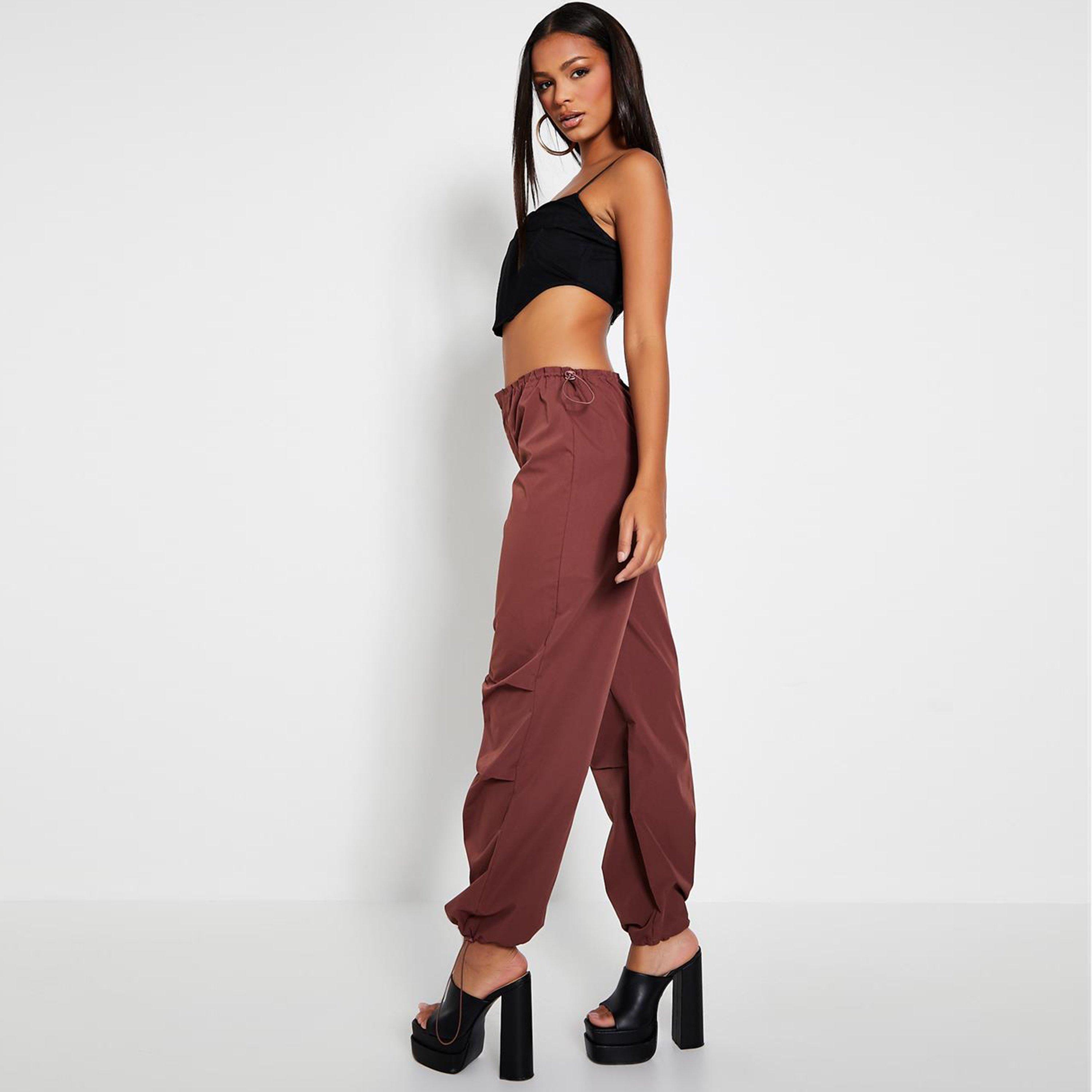 Chocolate - I Saw It First - ISAWITFIRST Toggle Waist Parachute Cargo Trousers - 2