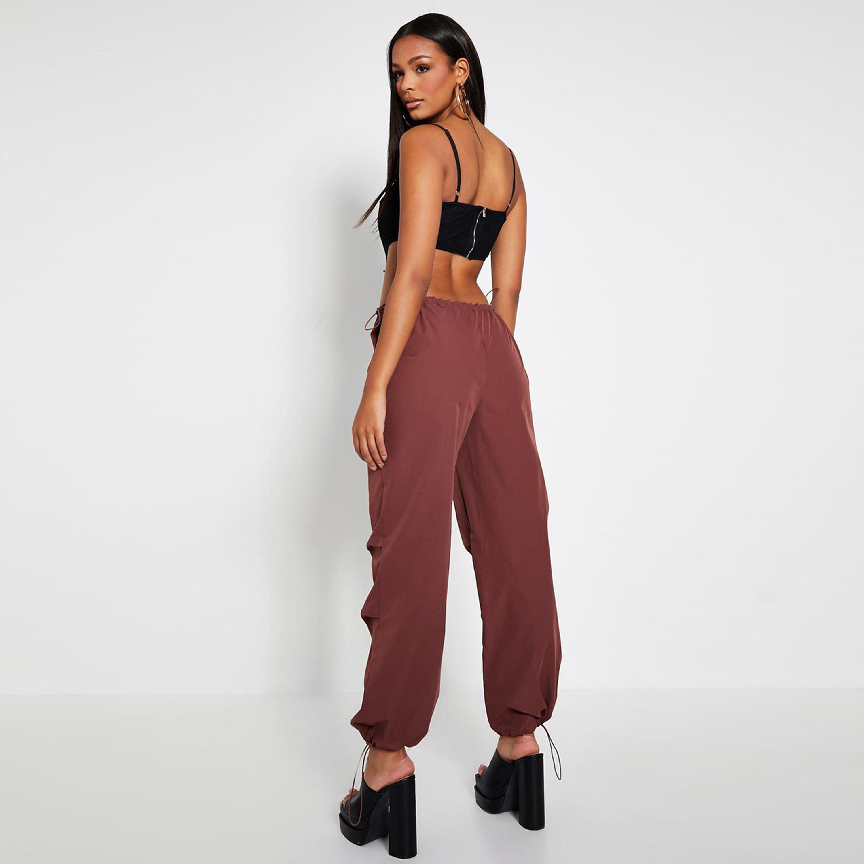 Chocolate - I Saw It First - ISAWITFIRST Toggle Waist Parachute Cargo Trousers - 3