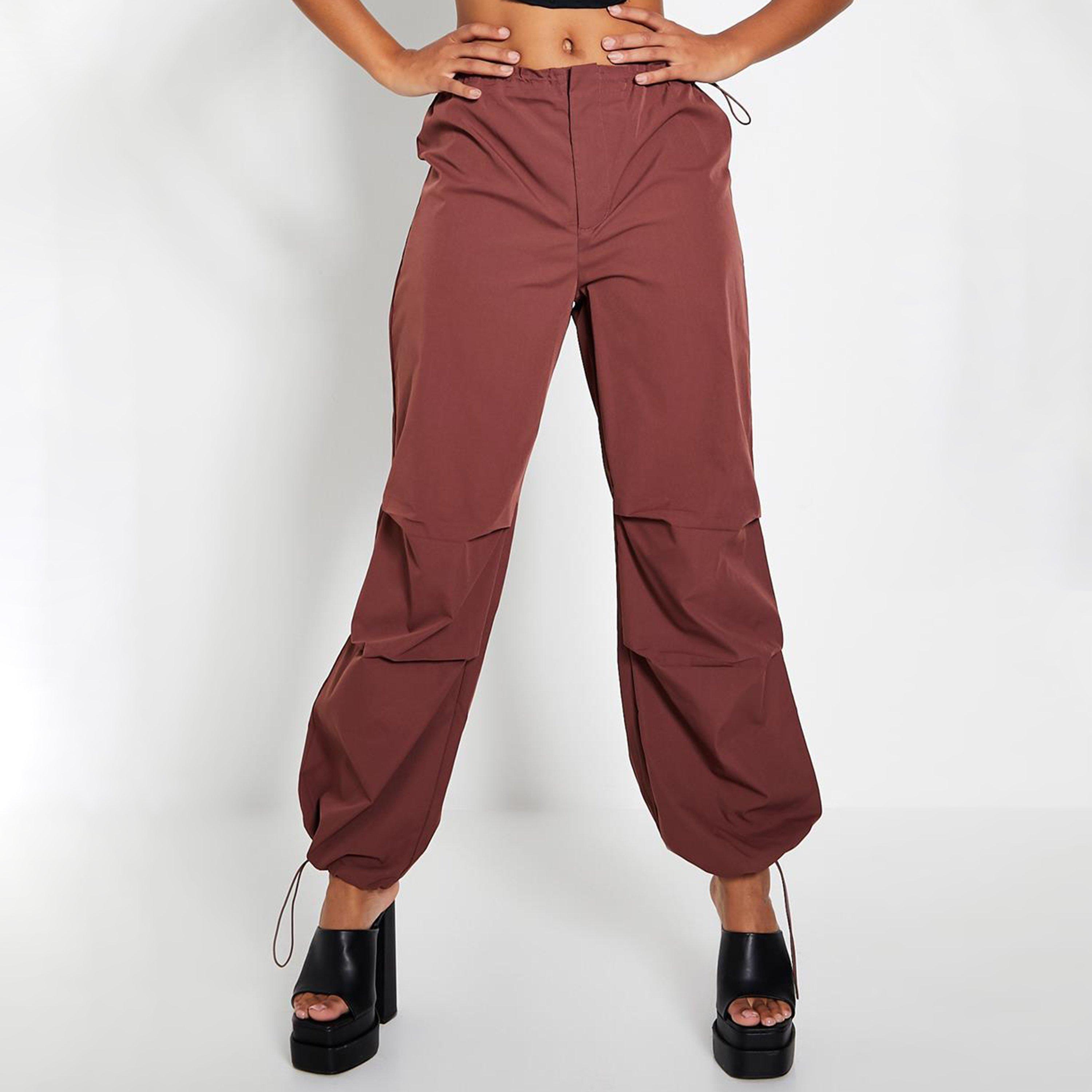 Chocolate - I Saw It First - ISAWITFIRST Toggle Waist Parachute Cargo Trousers - 4