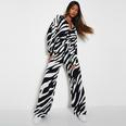 ISAWITFIRST Zebra Print Wide Leg Trousers Co-Ord