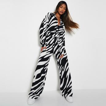 I Saw It First ISAWITFIRST Zebra Print Wide Leg Trousers Co-Ord