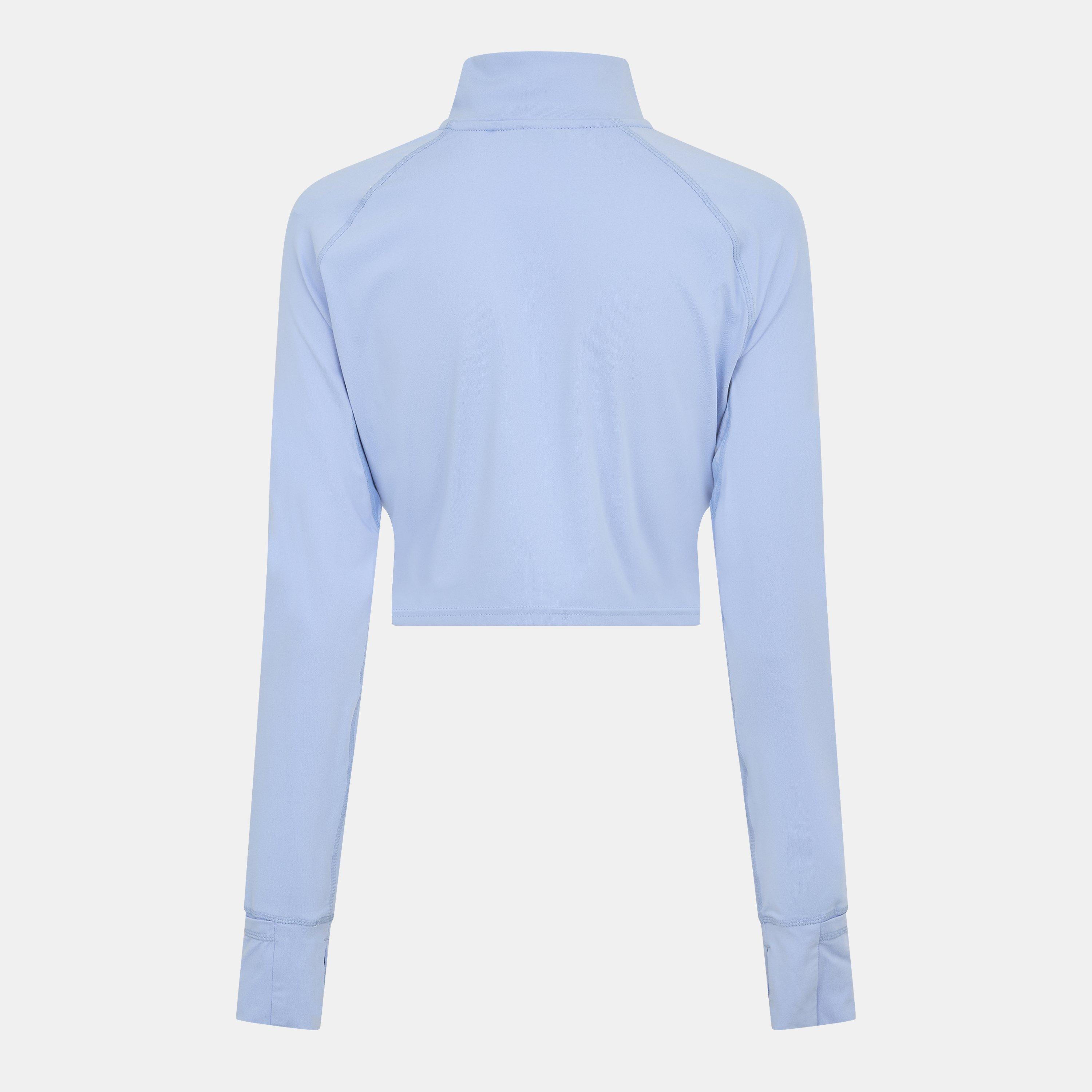 Brunera Blå - USA Pro - Women's  Quarter Zip Cropped Funnel Neck Long Sleeve Performance Training Jacket - 2