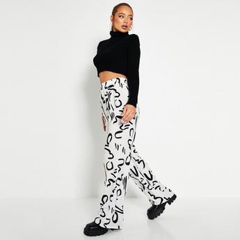 I Saw It First ISAWITFIRST Abstract Print Wide Leg Trousers