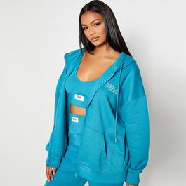 I Saw It First ISAWITFIRST Reclaim Staples Oversized Zip Through Hoodie