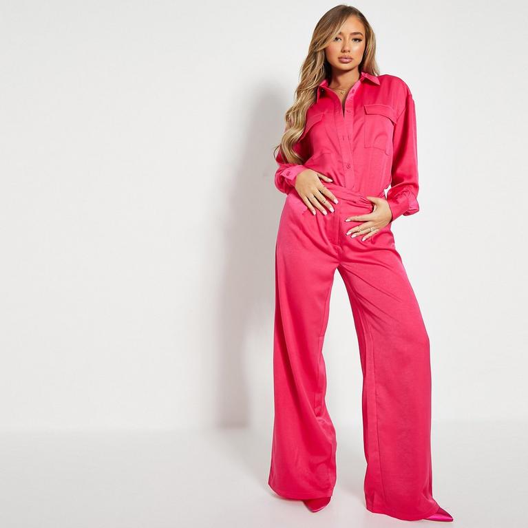 Rose vif - I Saw It First - ISAWITFIRST Wide Leg Tailored Trousers - 1