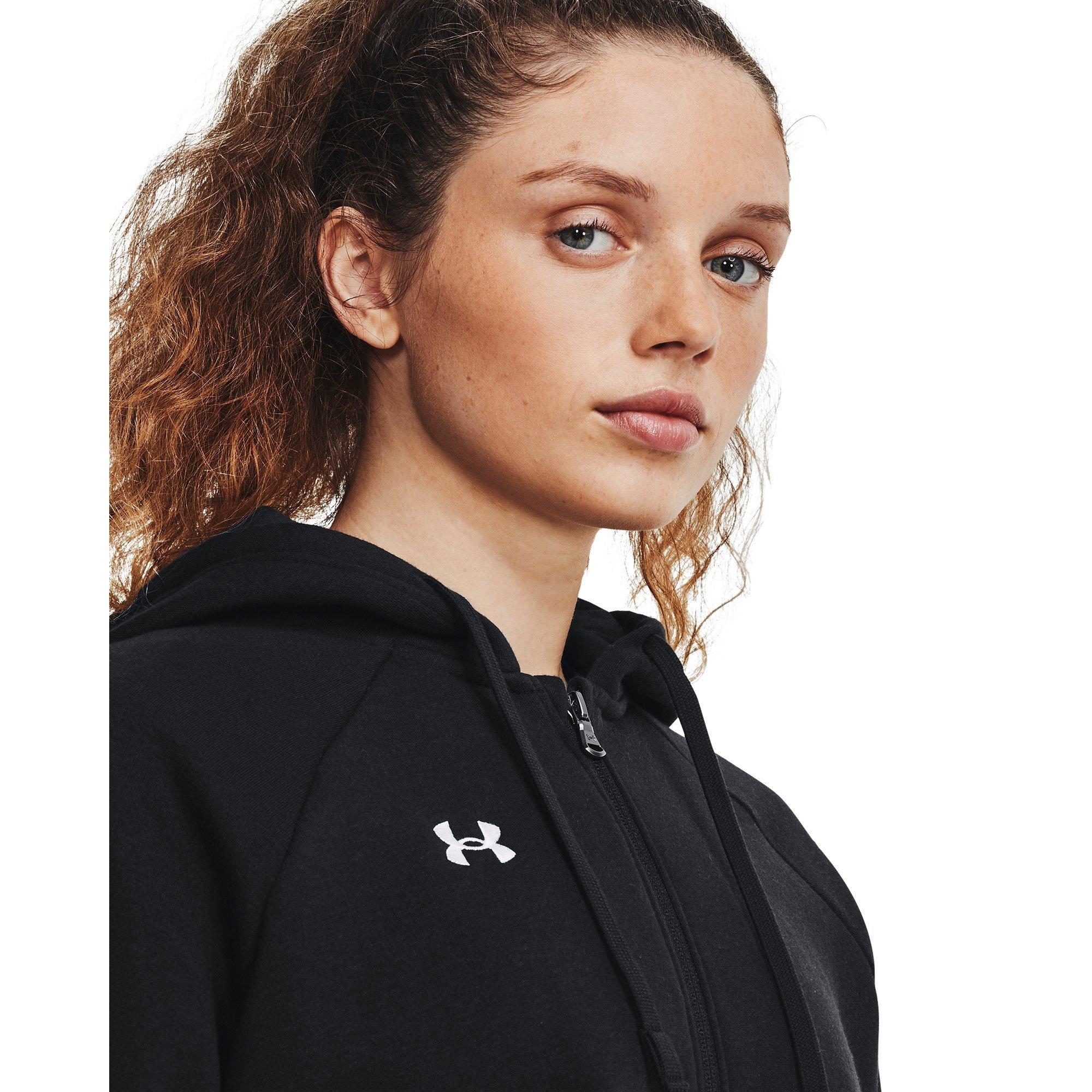 Black/White - Under Armour - Rival Fleece Full-Zip Hoodie Womens - 5