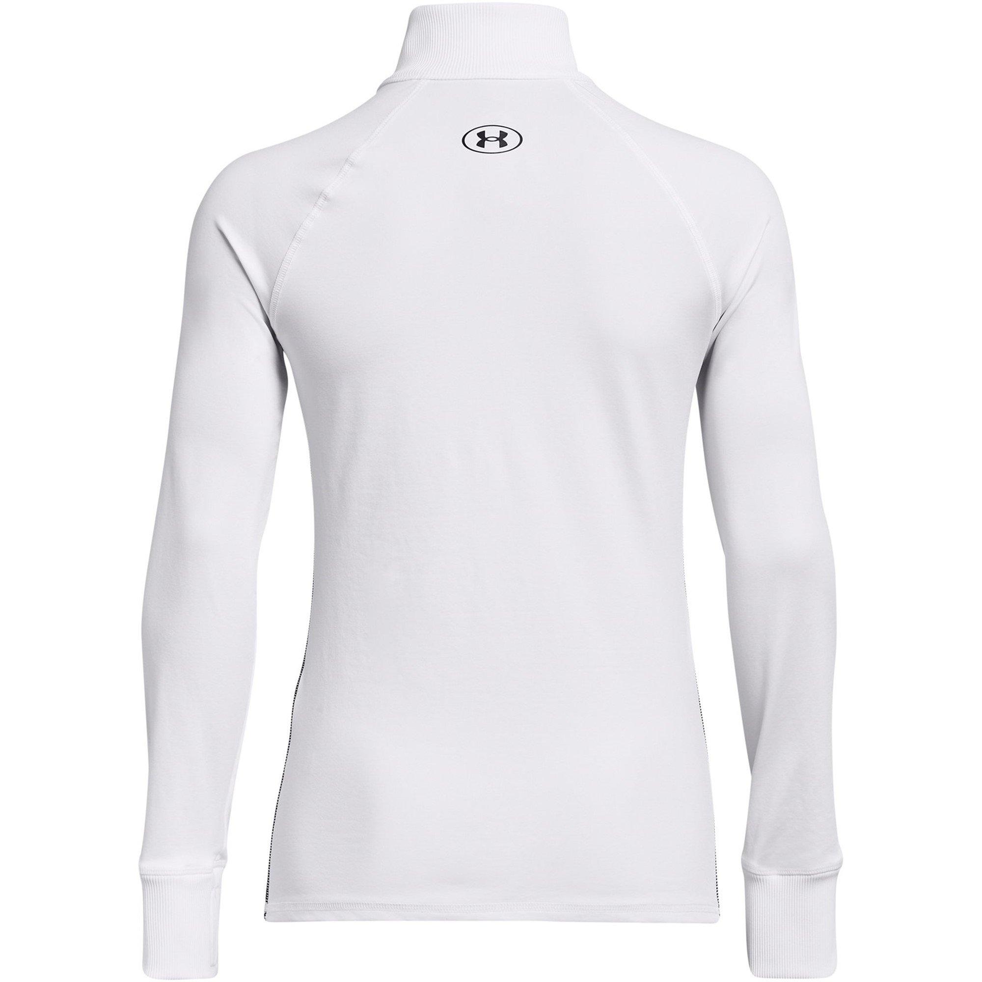 White/Black - Under Armour - Cold Weather Half Zip Long Sleeve Funnel Neck Slim Fit Performance Training Jacket - 7