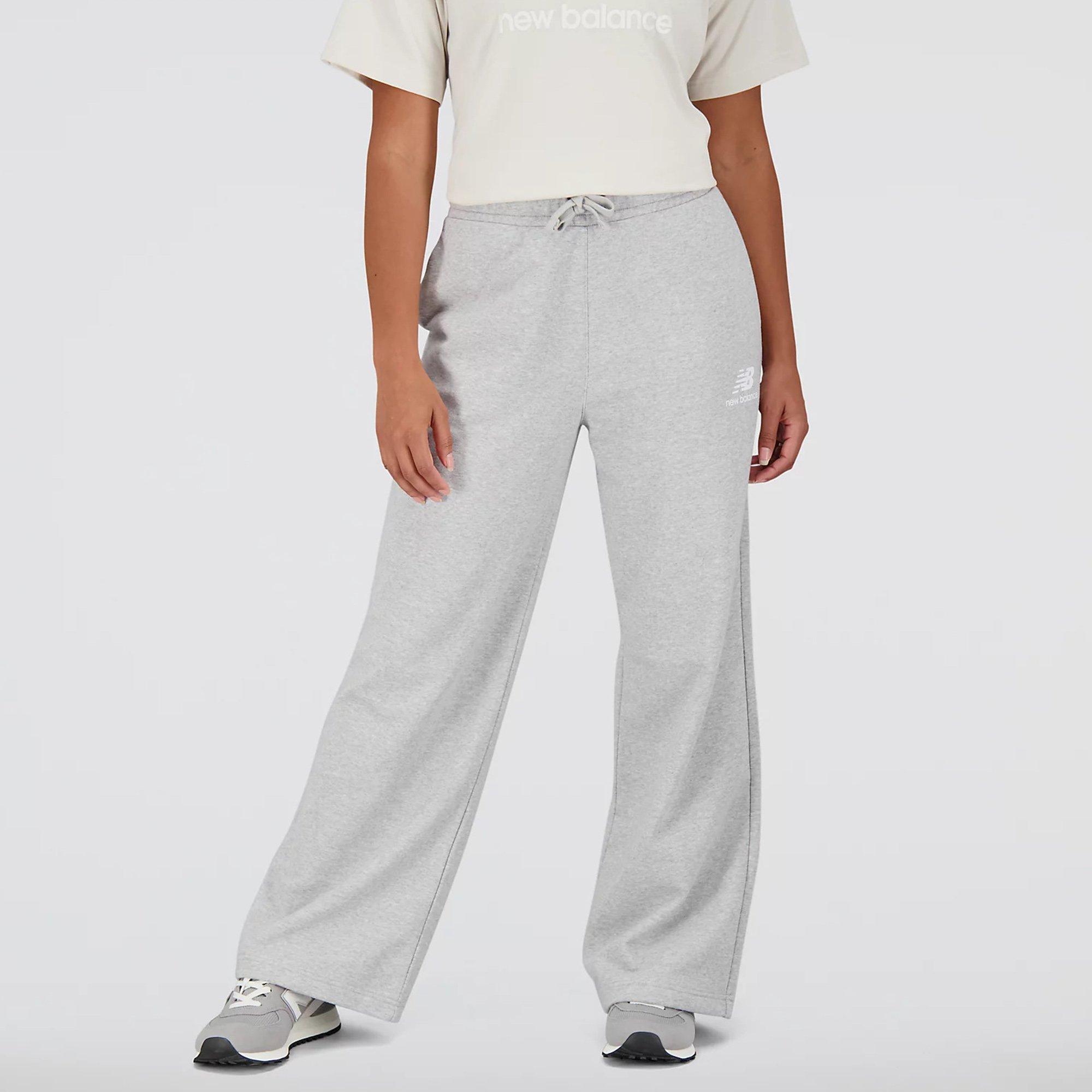 New Balance | Stacked Logo Womens French Terry Wide Legged Sweatpants ...