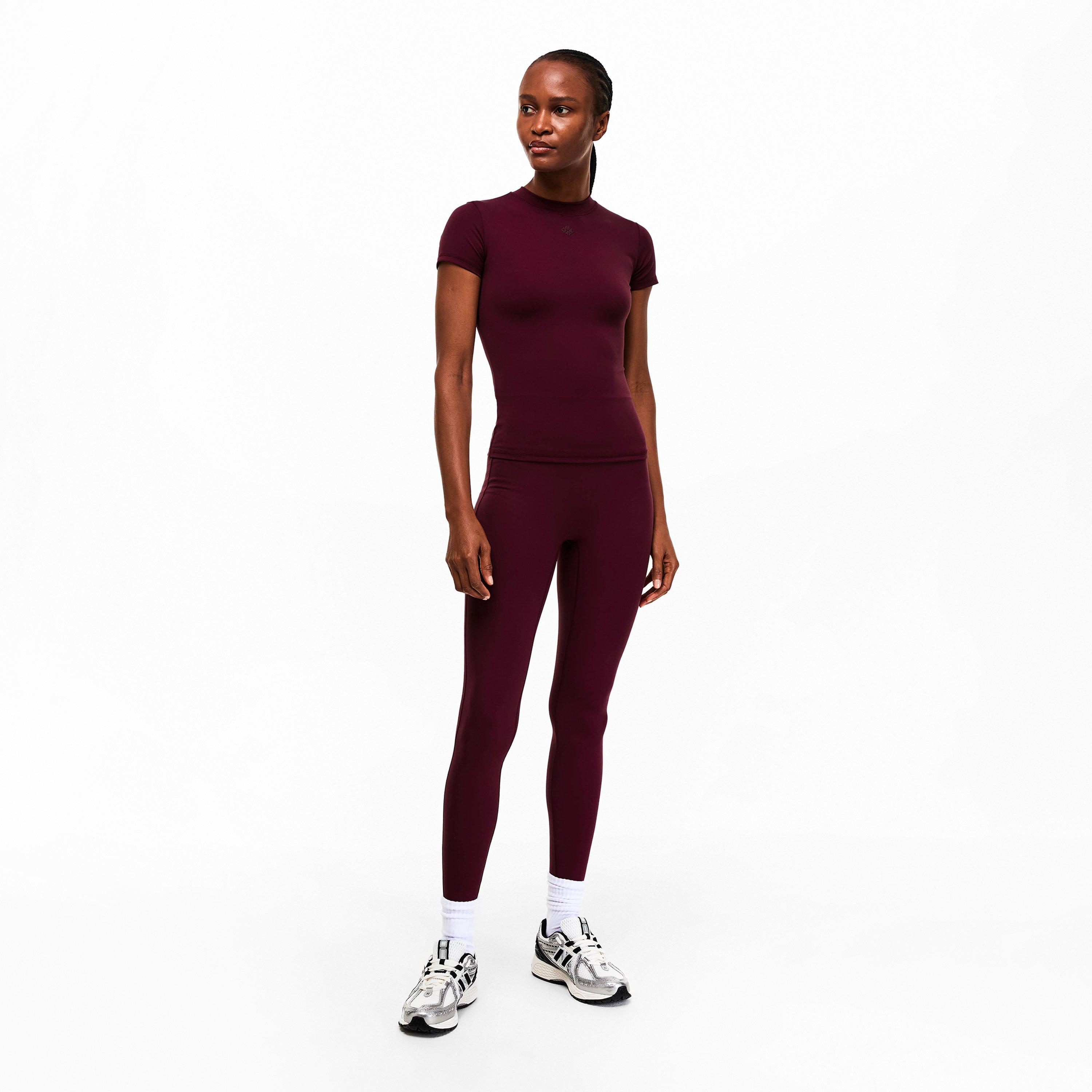 Deep Red - The Couture Club - Womens Sculpting Stretch Emblem Leggings - 6