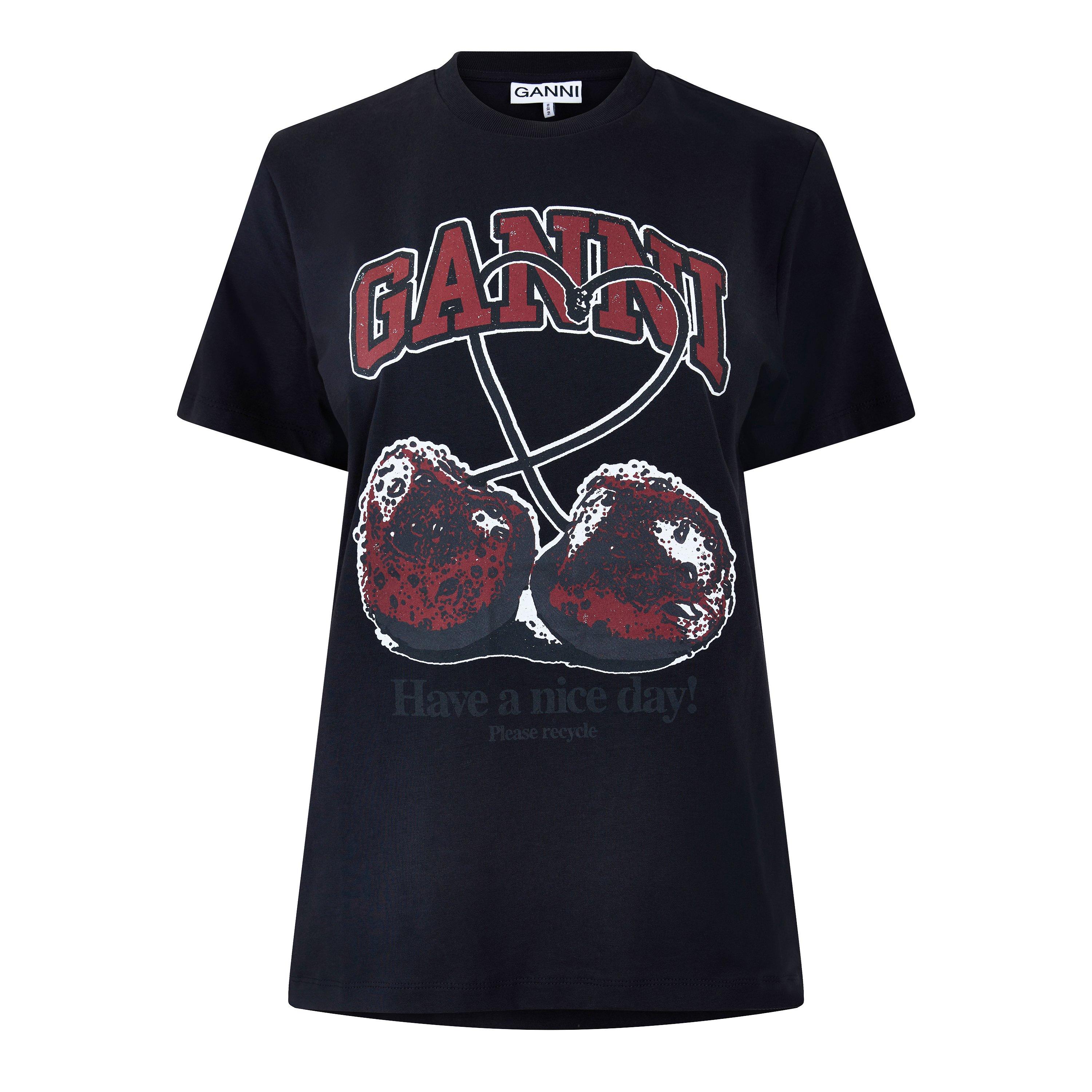 Ganni Womens Graphic T-shirt In Phantom Cherry