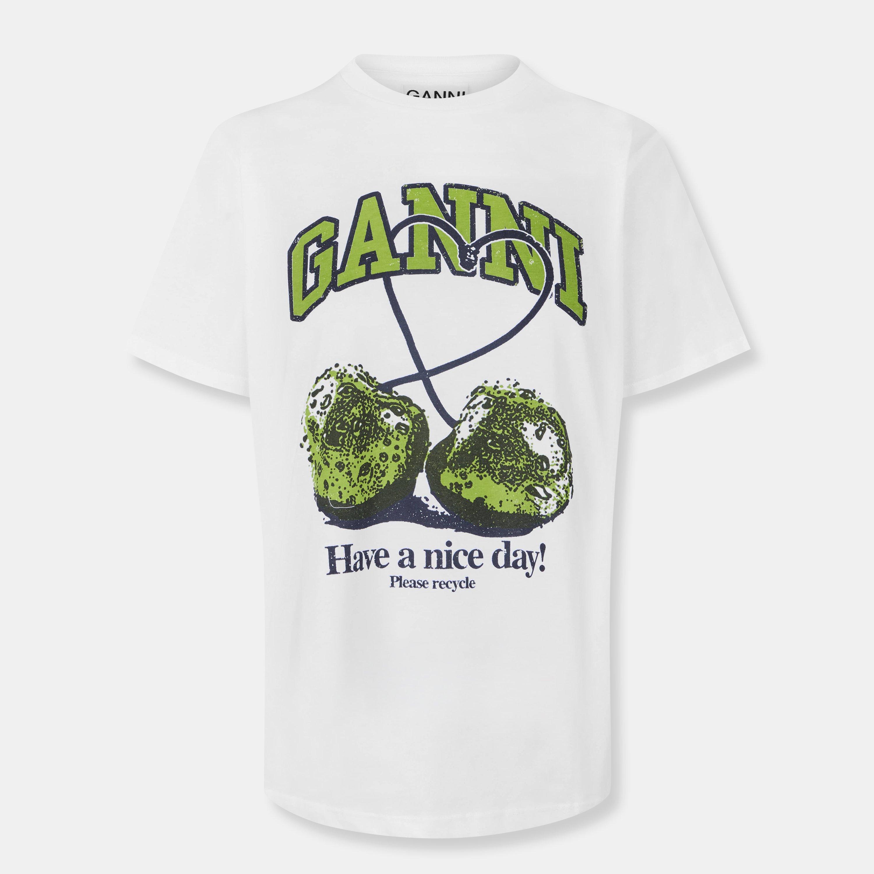 Ganni Womens Graphic T-shirt In Cherry 151