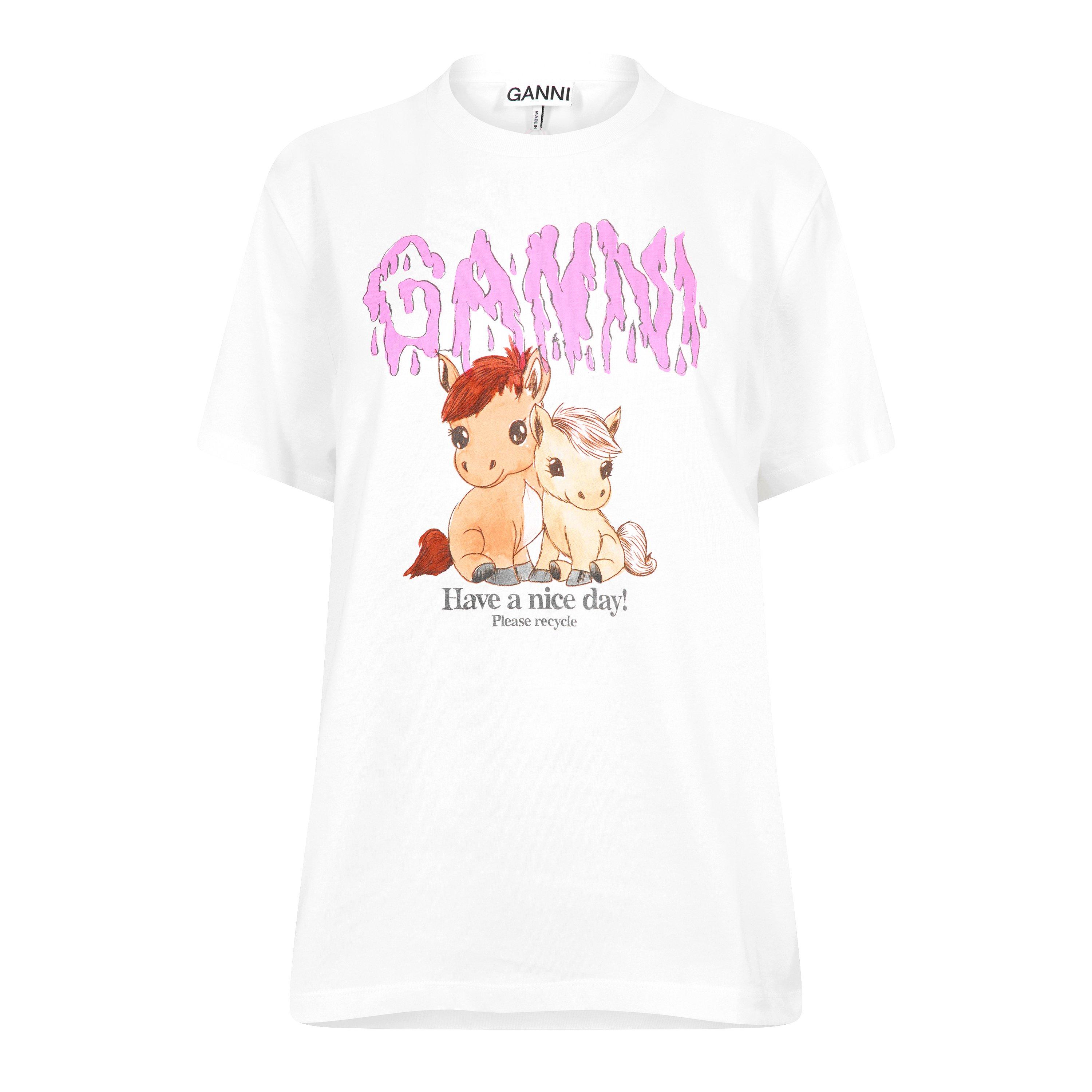 Ganni Womens Graphic T-shirt In Horse Tee