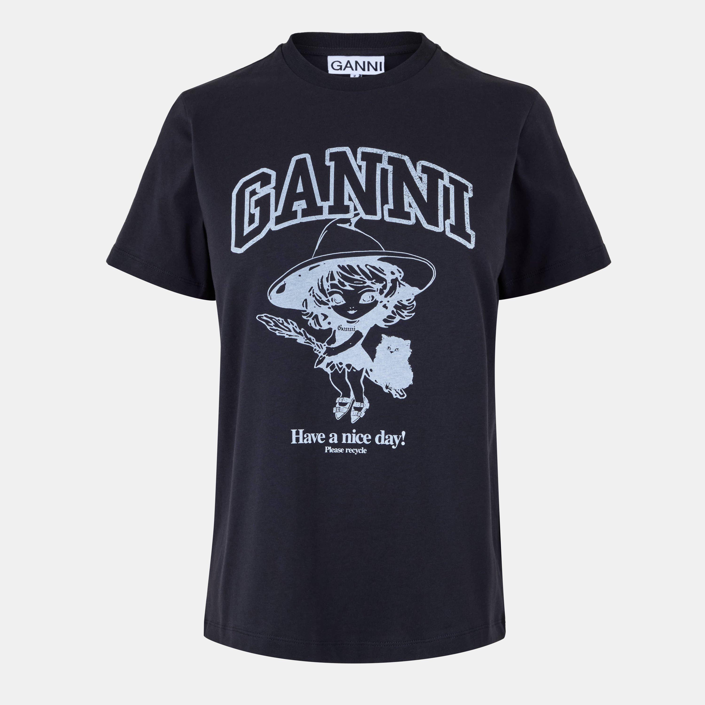 Ganni Womens Graphic T-shirt In Witch