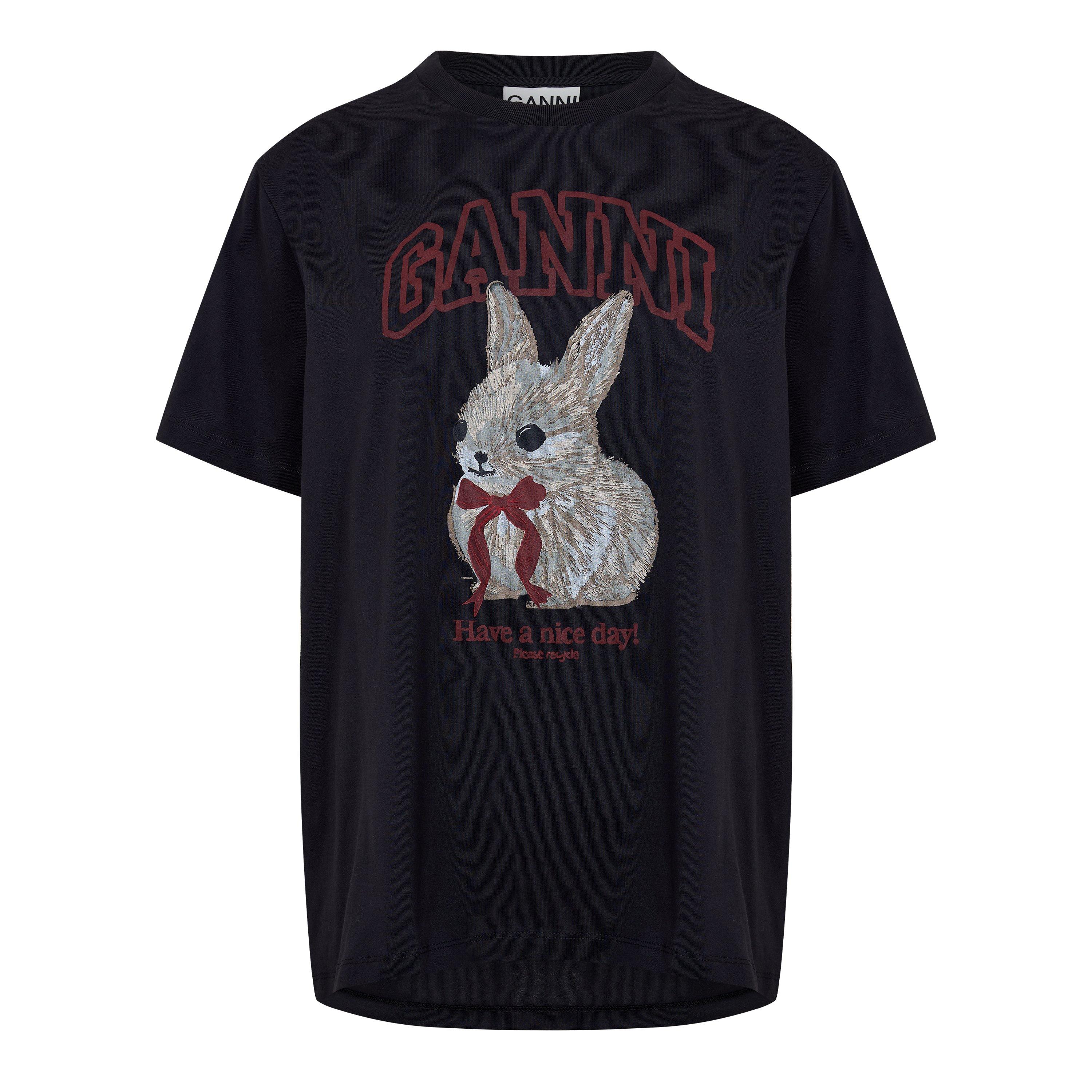 Ganni Womens Graphic T-shirt In Bunny
