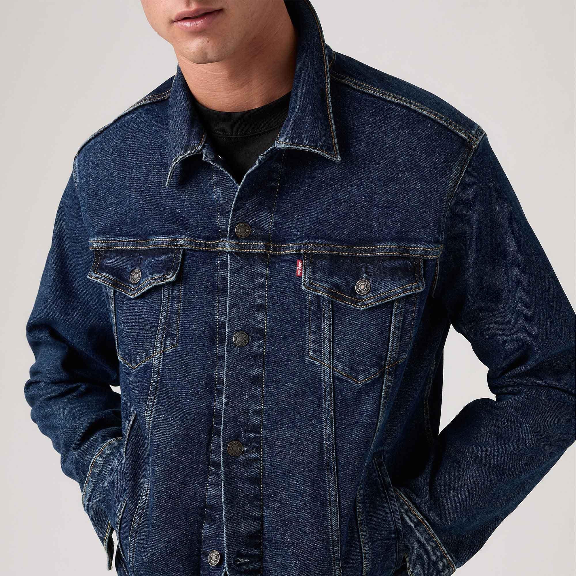 Dark Indigo - Levis - Men's Trucker Cotton Long Sleeve Denim Jacket - 3