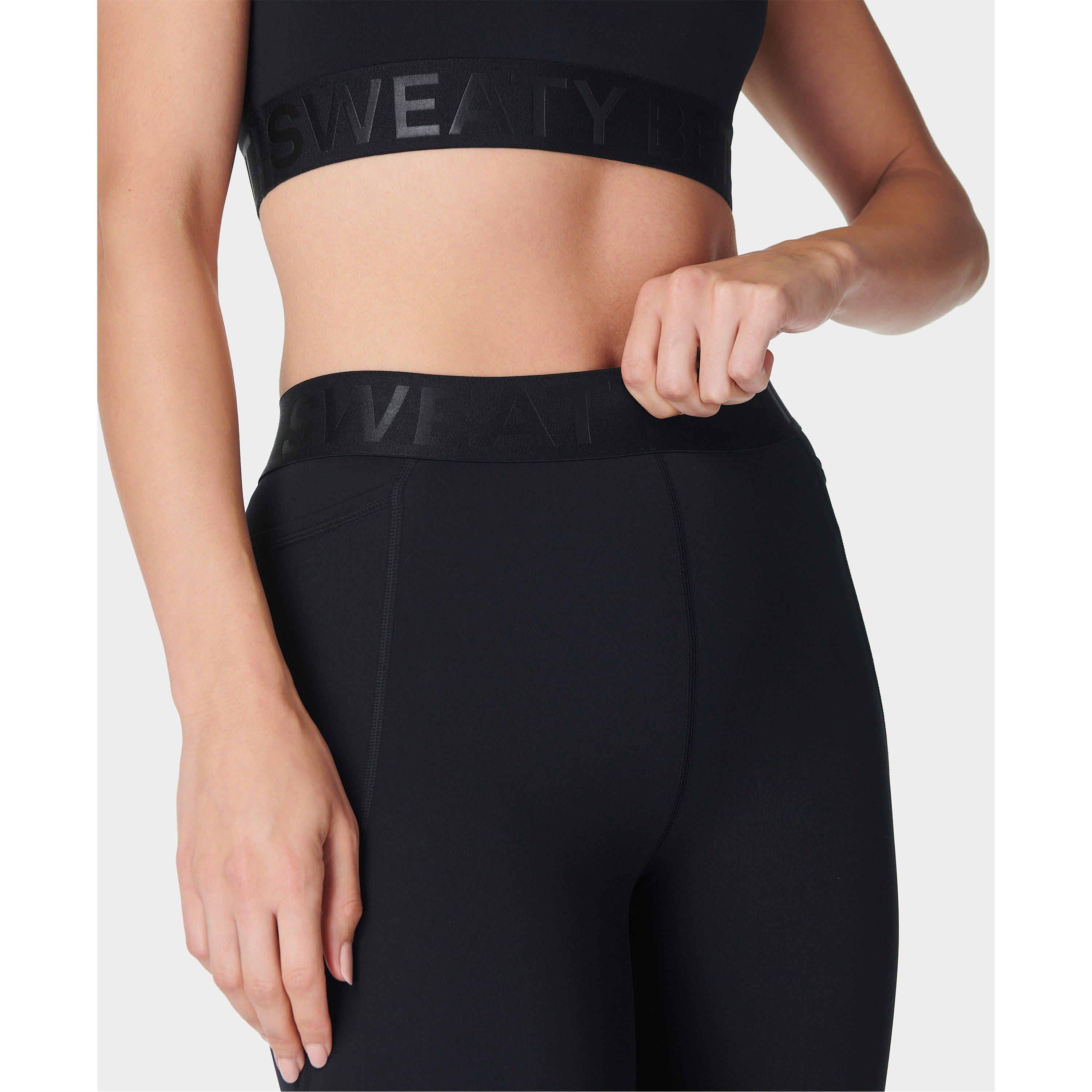 black - Sweaty Betty - Women's 7/8 Elastic Waist Logo Leggings - 6