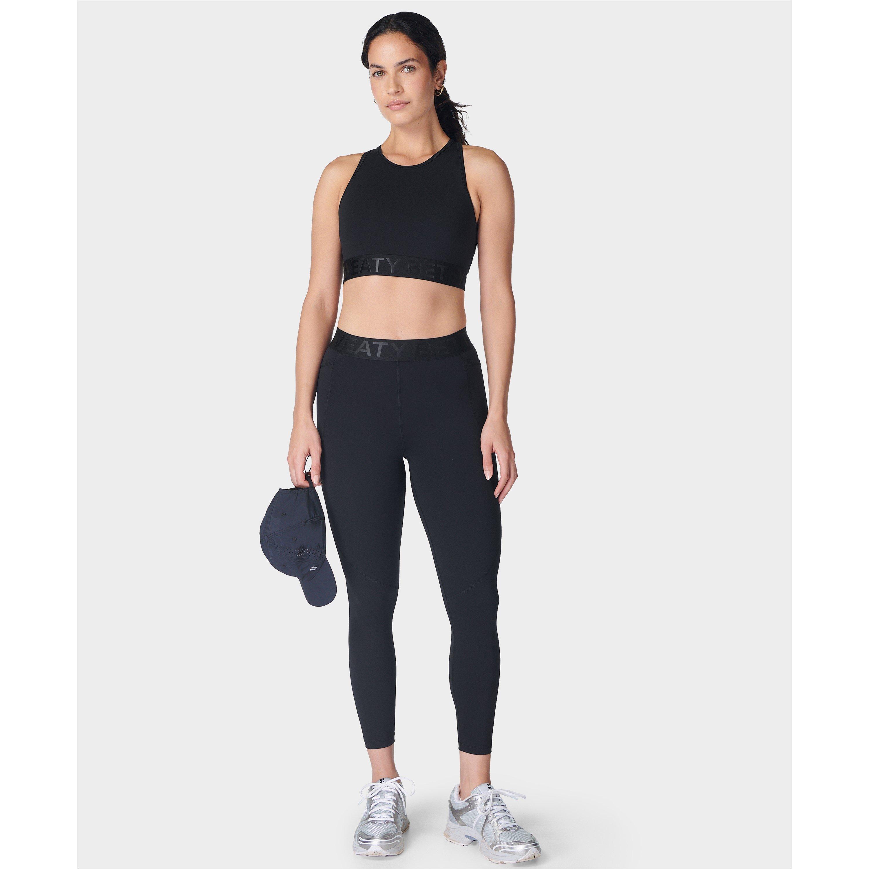 black - Sweaty Betty - Women's 7/8 Elastic Waist Logo Leggings - 4