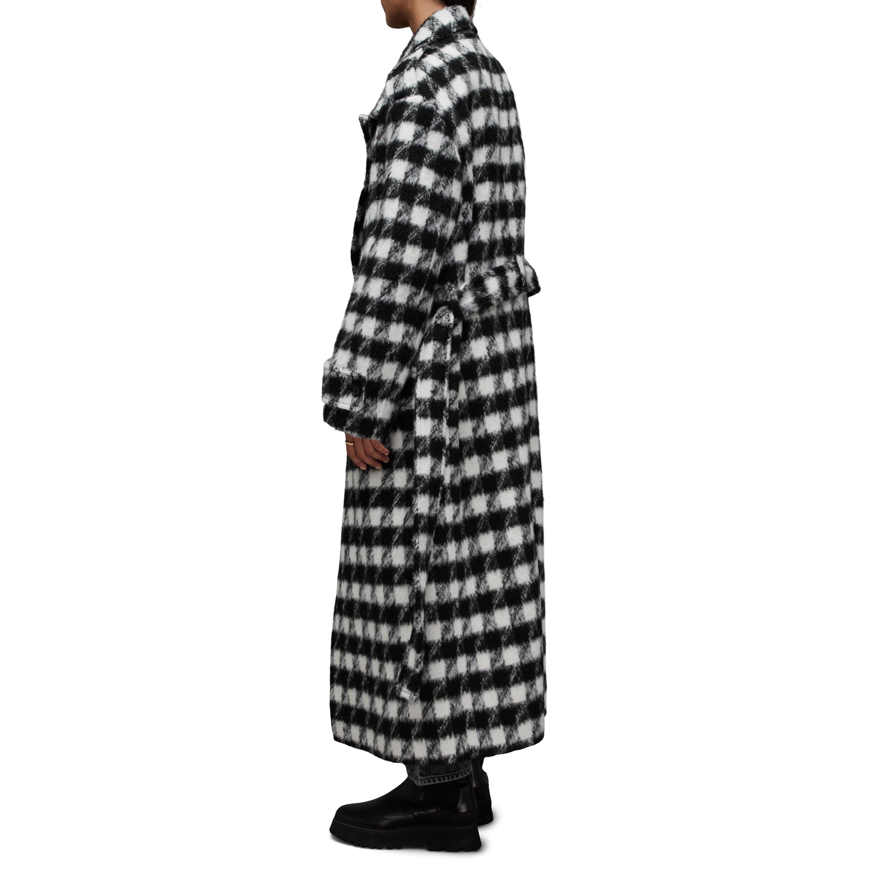 Black white - AllSaints - Women's Haithe Brushed Checked Belted Overcoat - 4