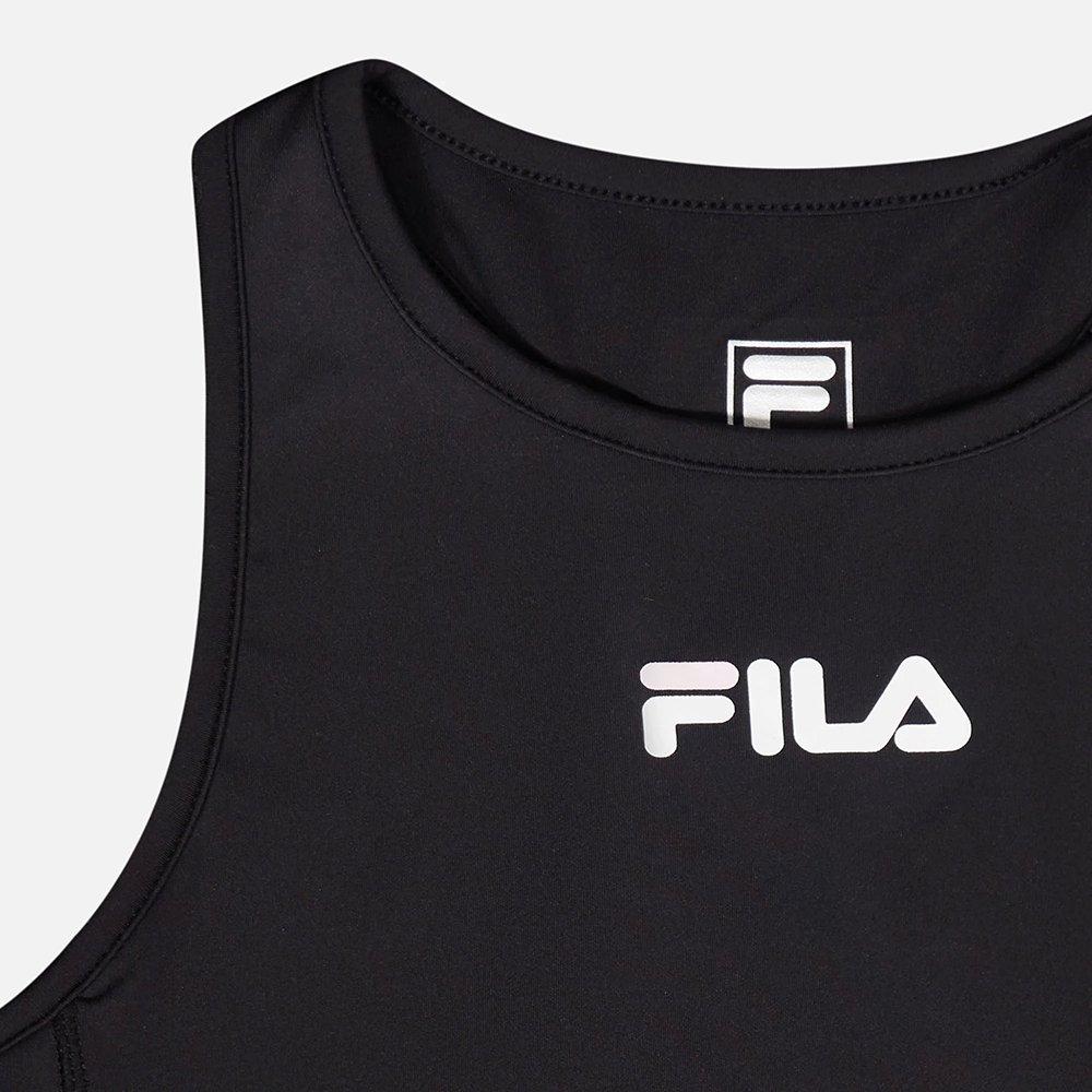 Black - Fila - Logo Sleeveless Crop Top Womens - 3
