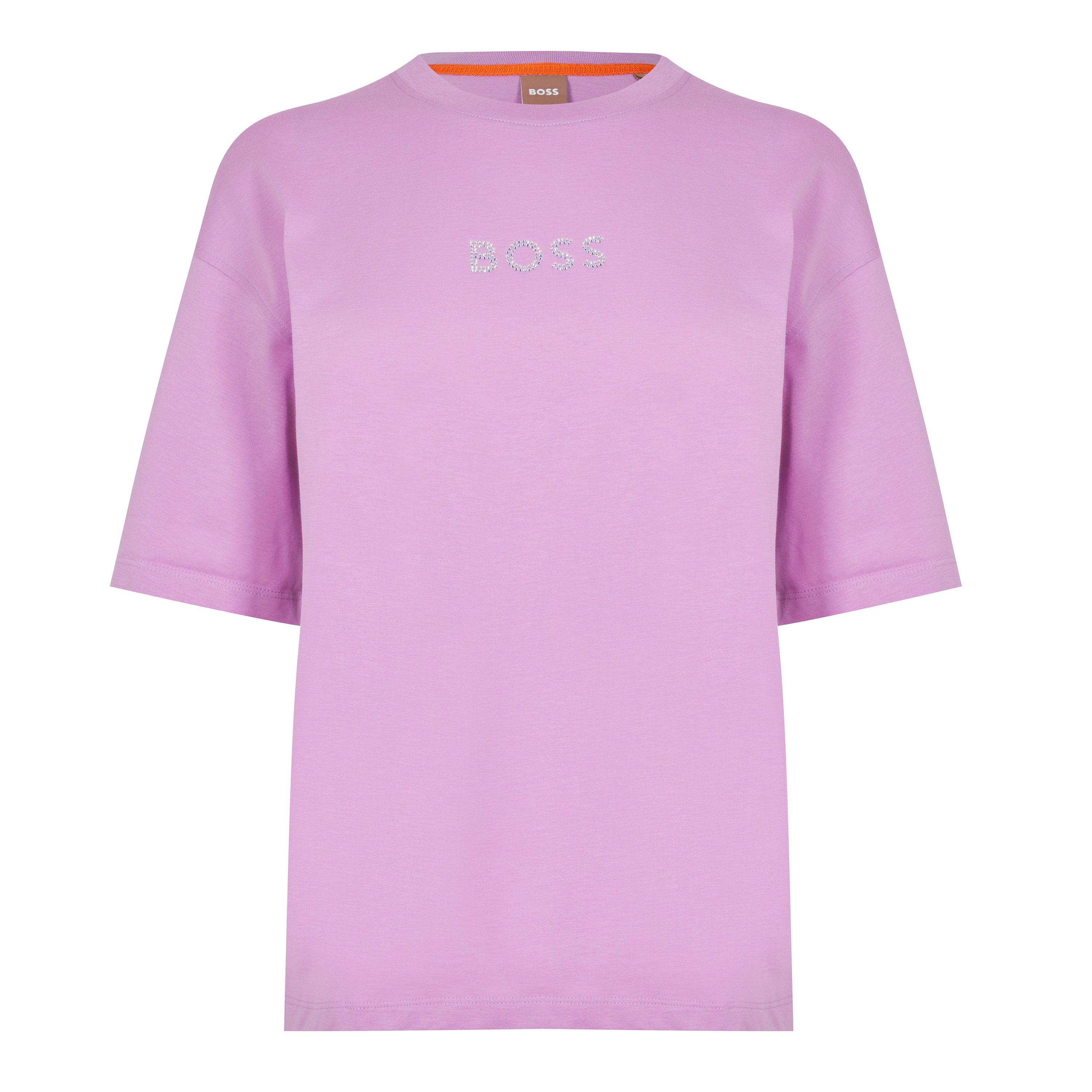 Light Pink 680 - Boss - Women's Shiny Logo T-Shirt with Centre Logo - 1