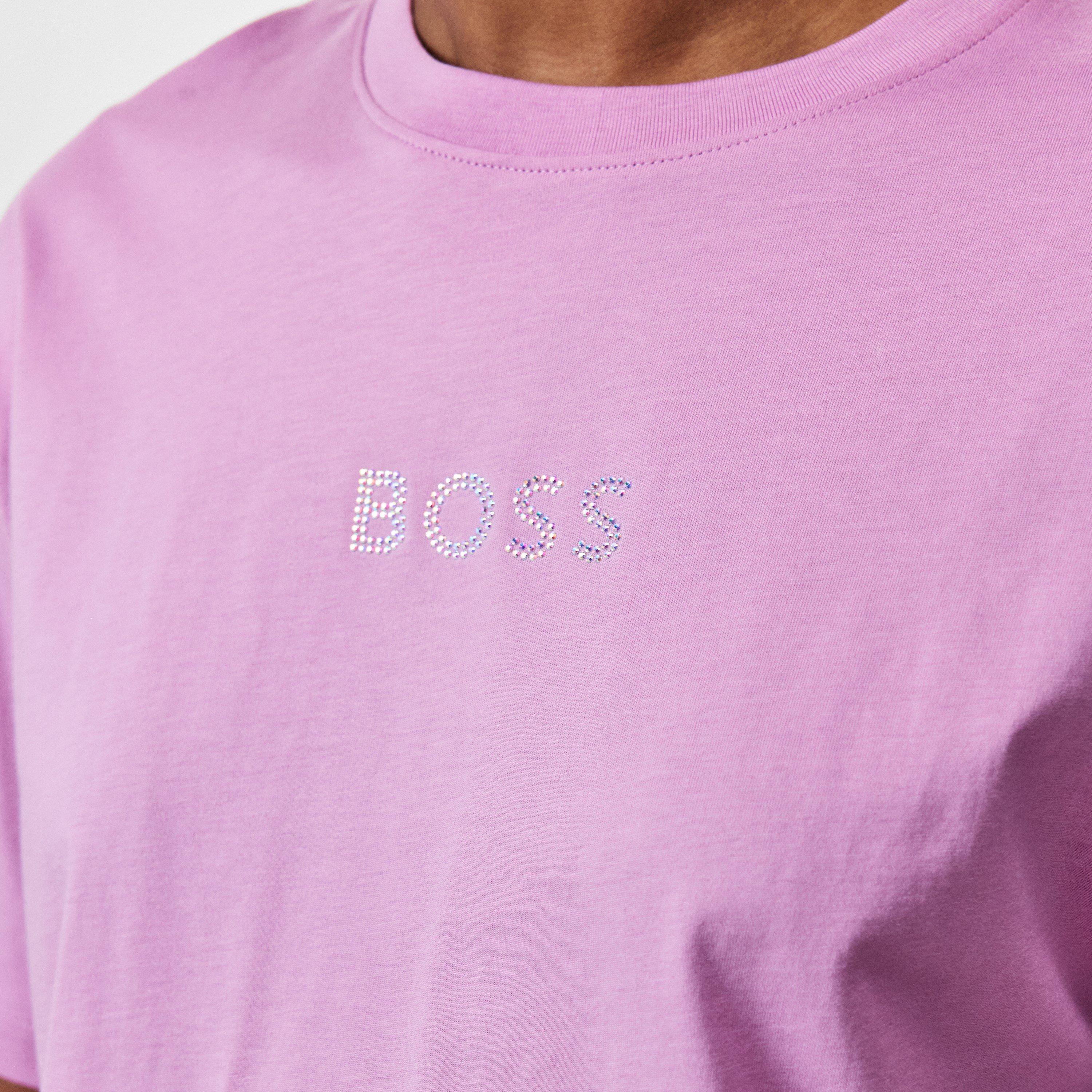 Light Pink 680 - Boss - Women's Shiny Logo T-Shirt with Centre Logo - 5