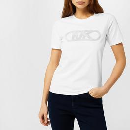 MICHAEL Michael Kors Rhinestone Logo Cotton T Shirt