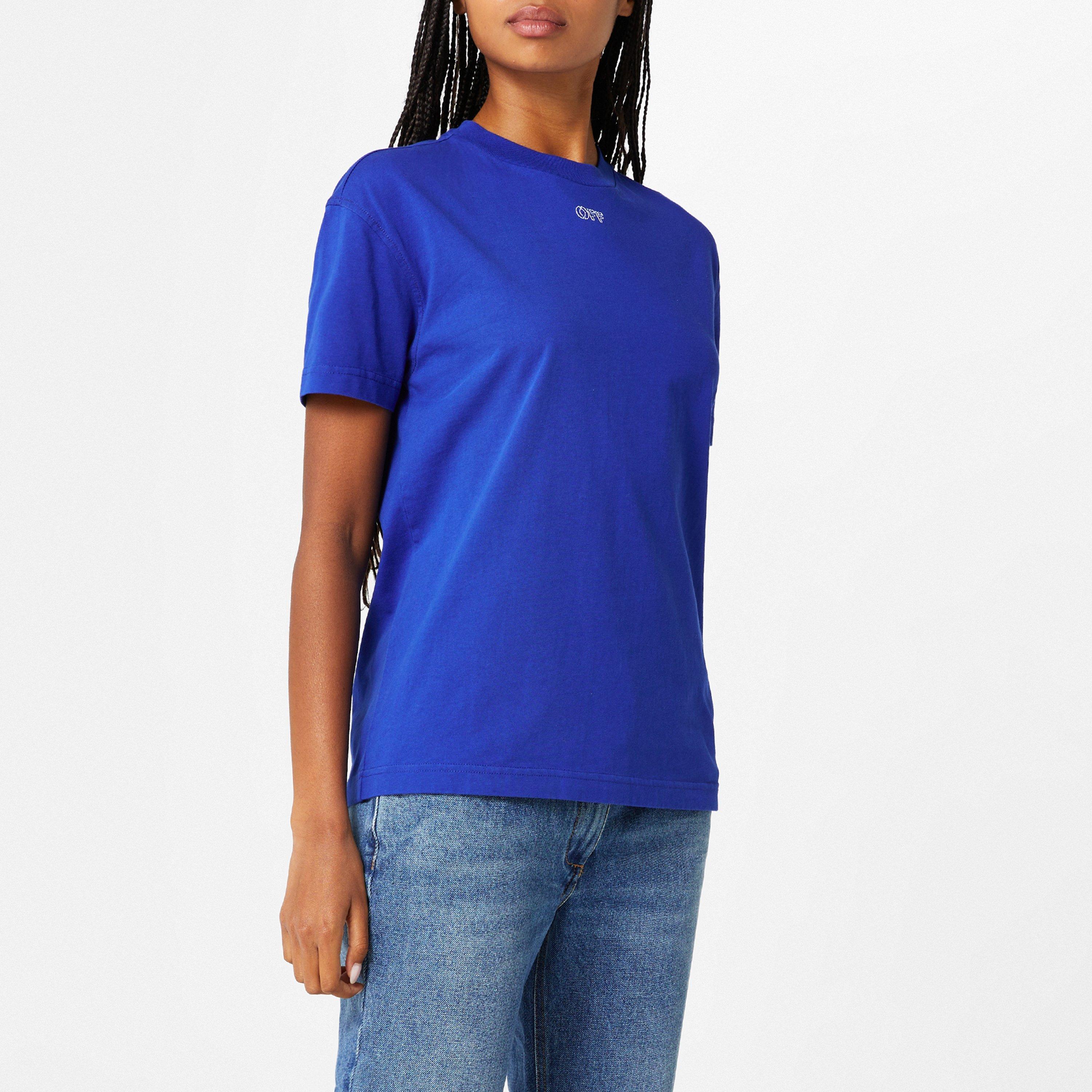 Blue 4501 - Off White - Women's Embroidered Arrow Design T-Shirt - 1
