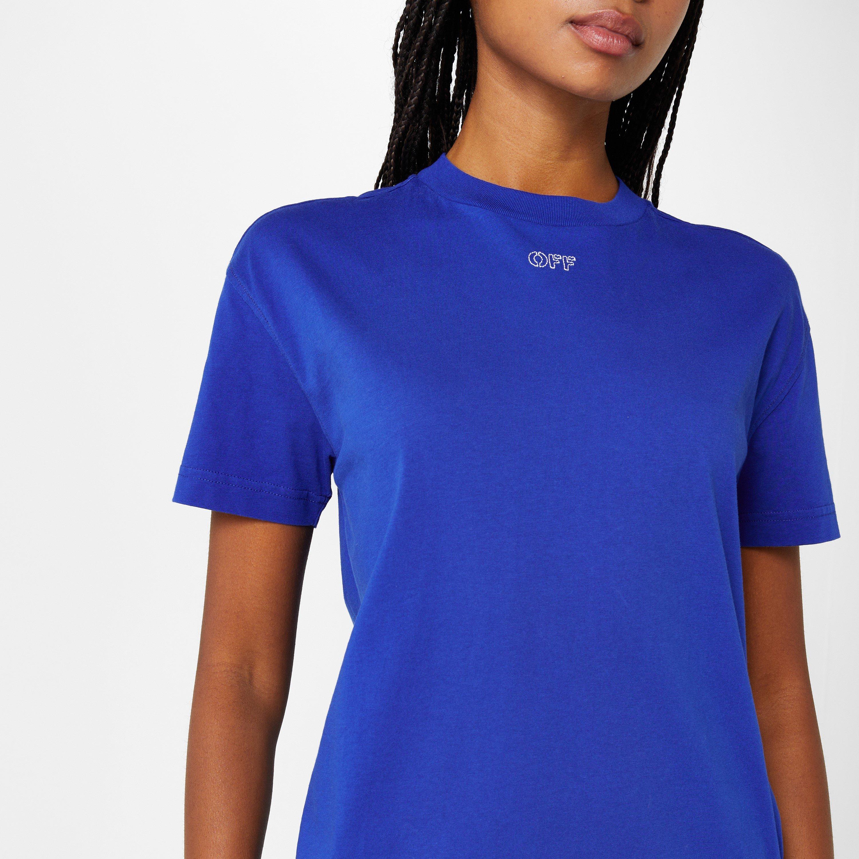 Blue 4501 - Off White - Women's Embroidered Arrow Design T-Shirt - 3