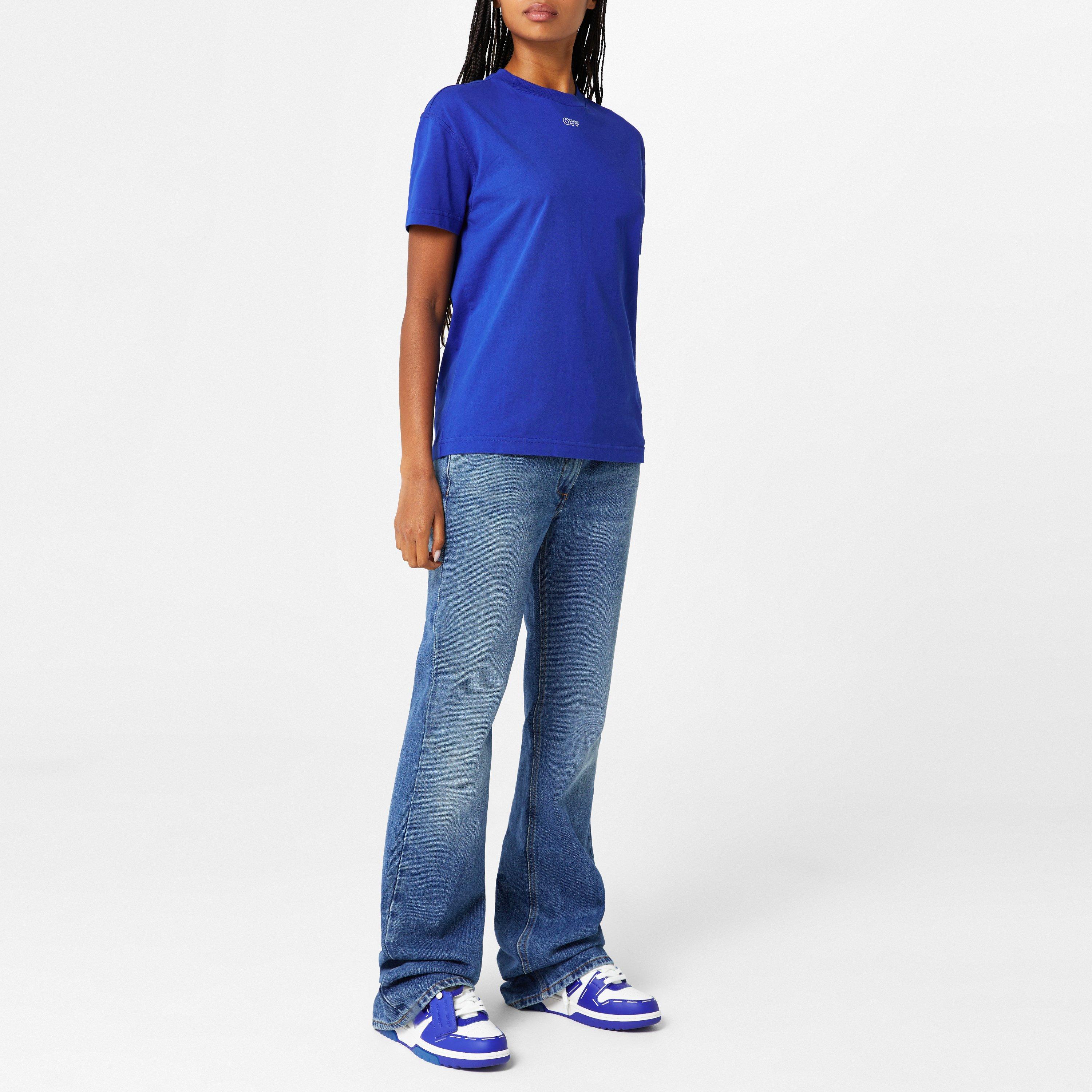 Blue 4501 - Off White - Women's Embroidered Arrow Design T-Shirt - 4